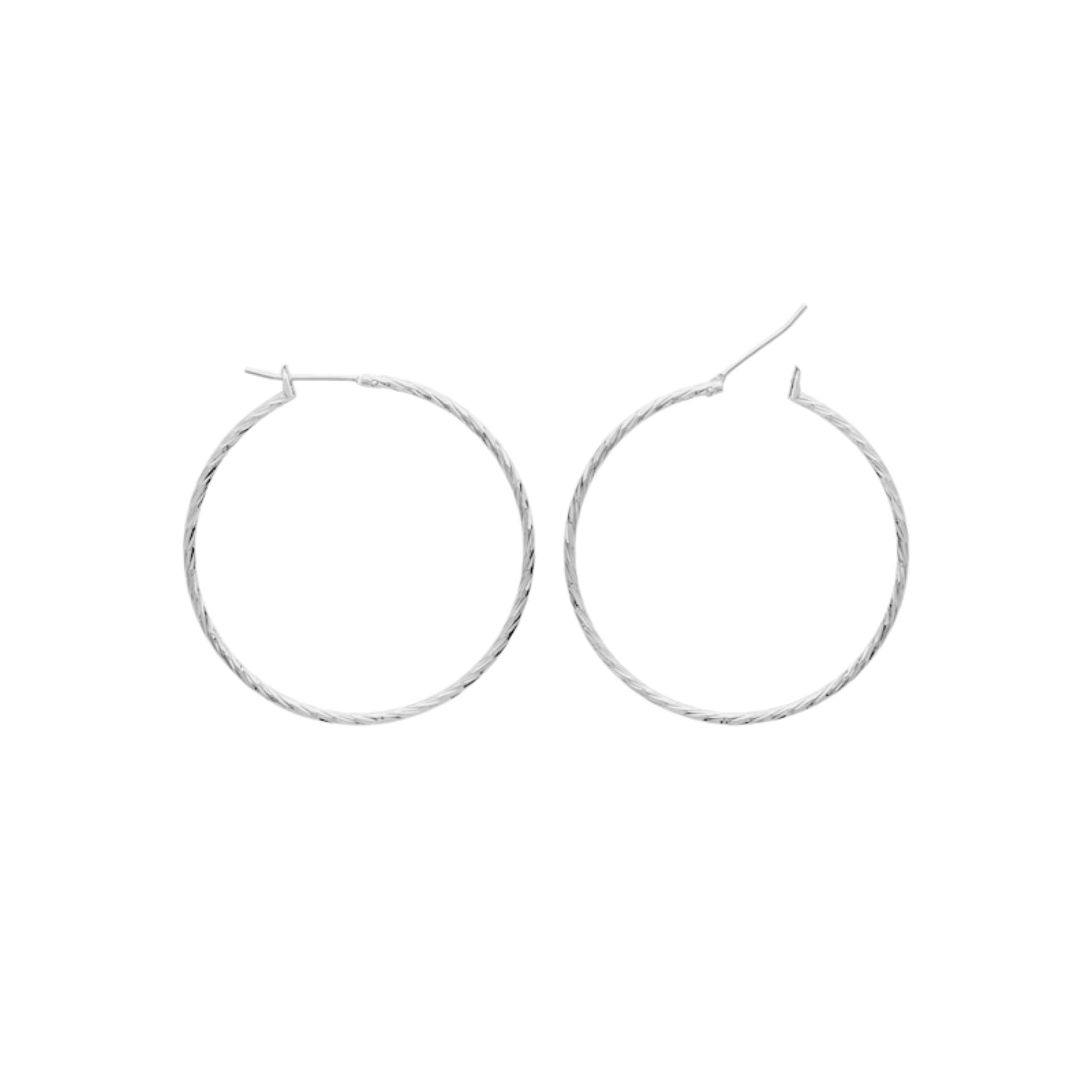 Boucles d'Oreilles - Créoles Fines Torsadées - Argent