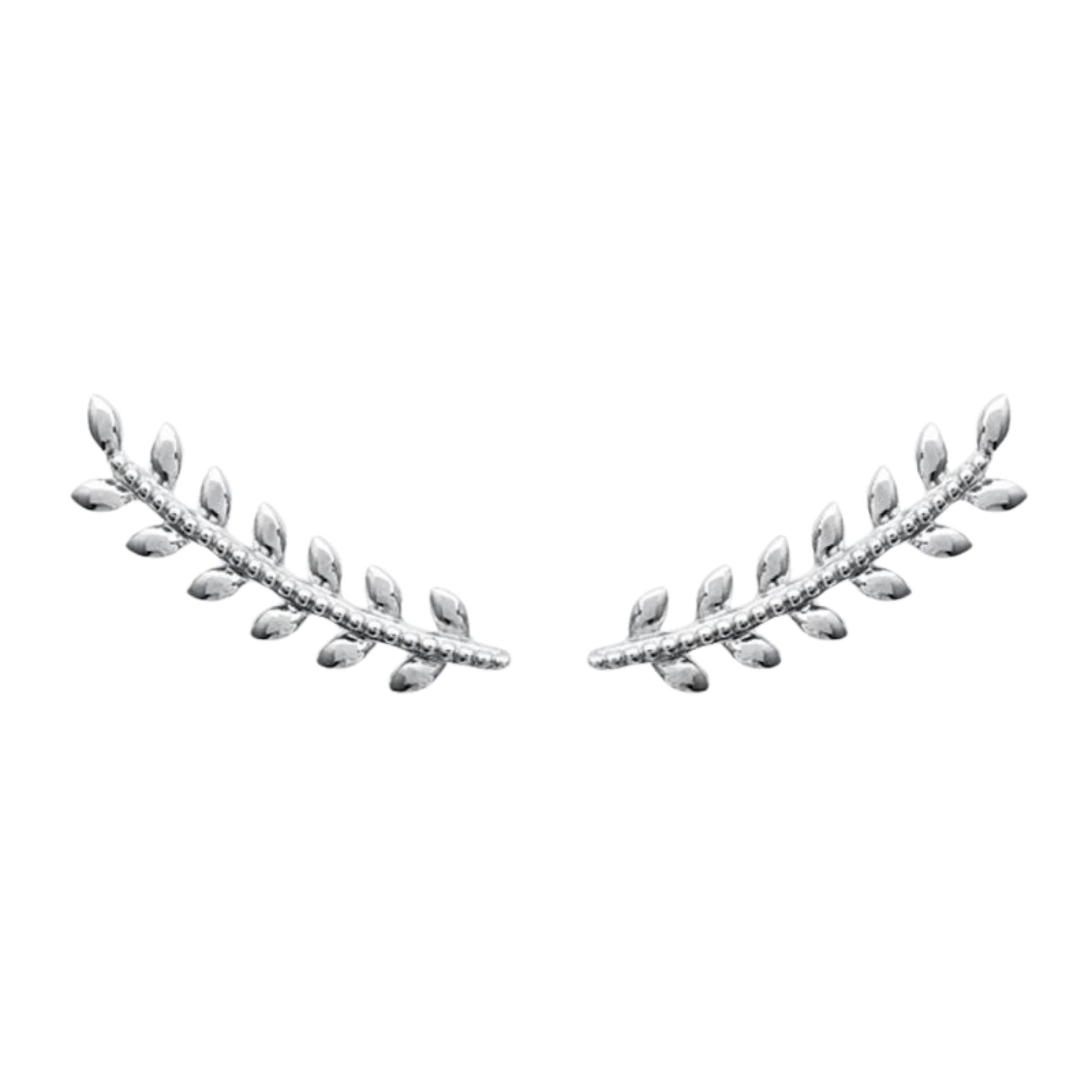 Boucles d'Oreilles Montantes - Lauriers - Argent