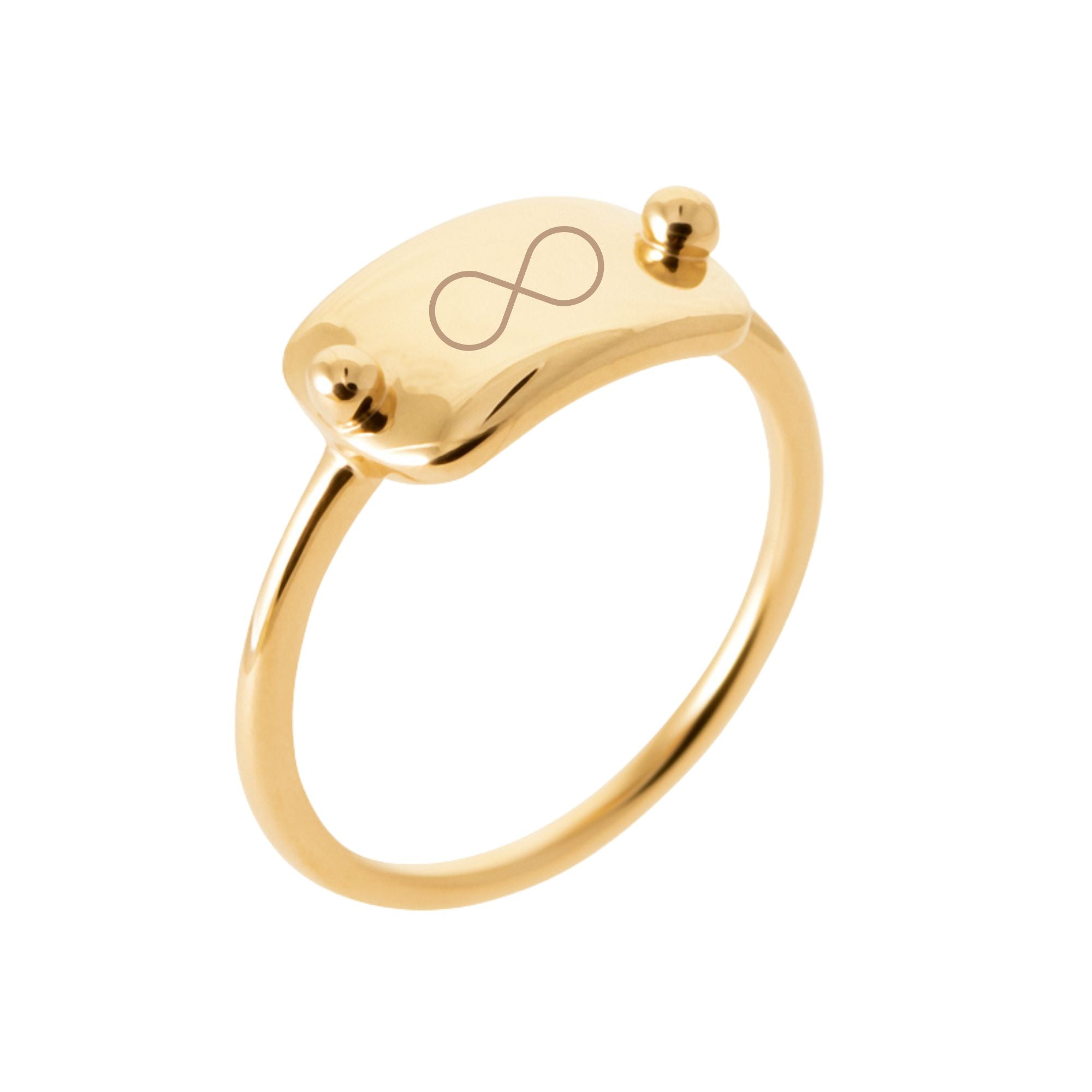 Bague Personnalisée Femme – Pastille Rectangulaire – Plaqué Or 18K
