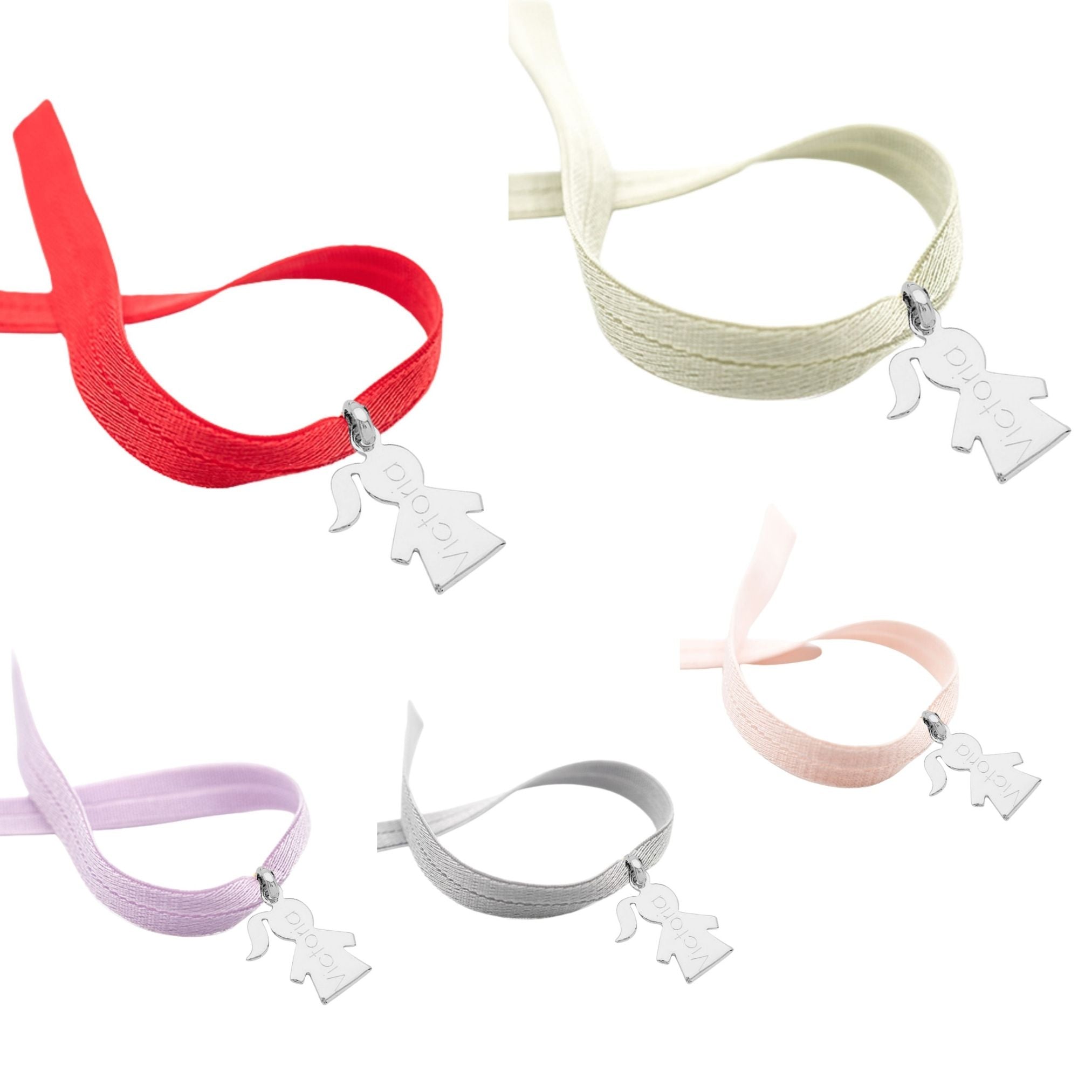 Bracelet Enfant Personnalisé - Cordon Élastique & Petite Fille - Argent 925