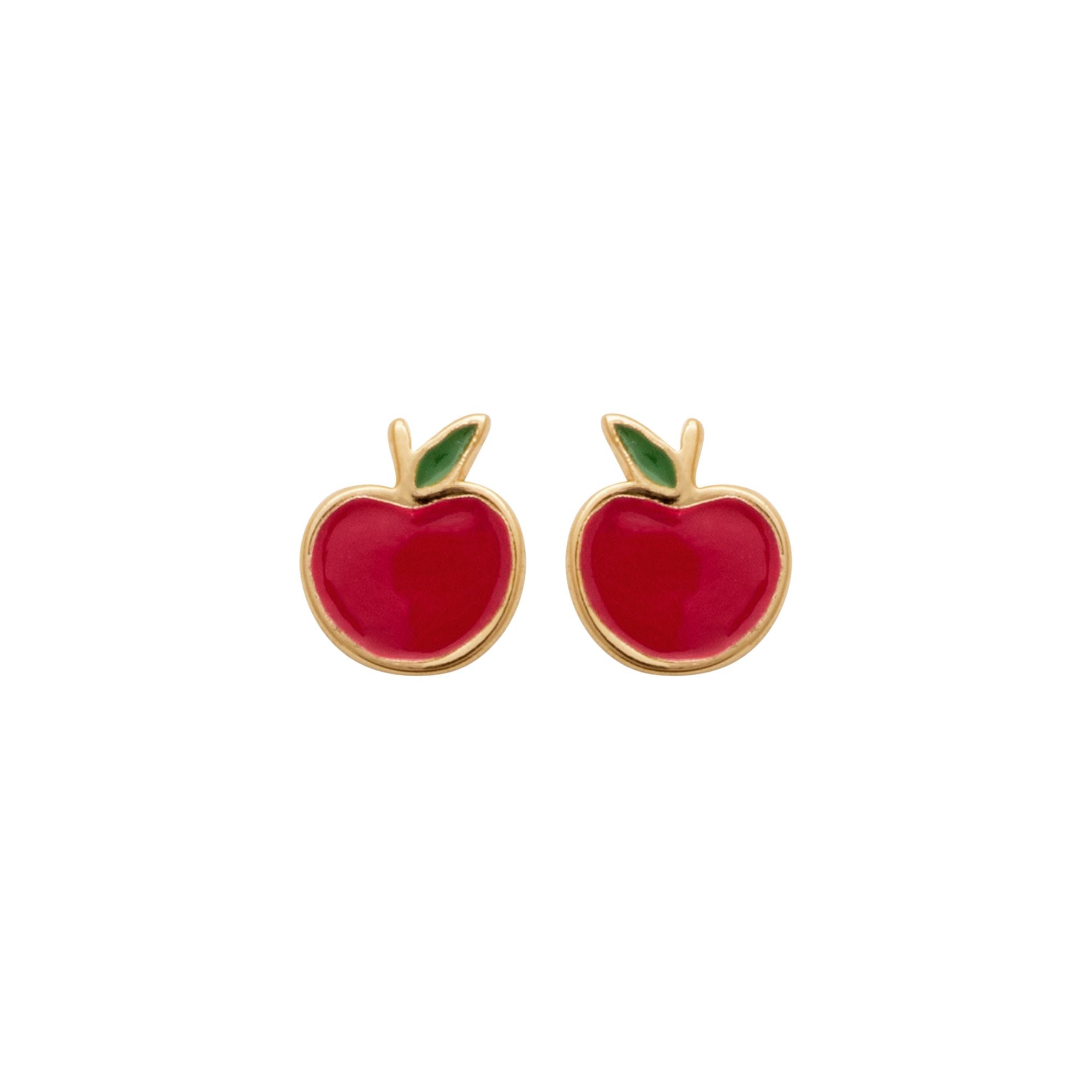 Boucles d'Oreilles Enfant - Pommes - Plaque Or 18K