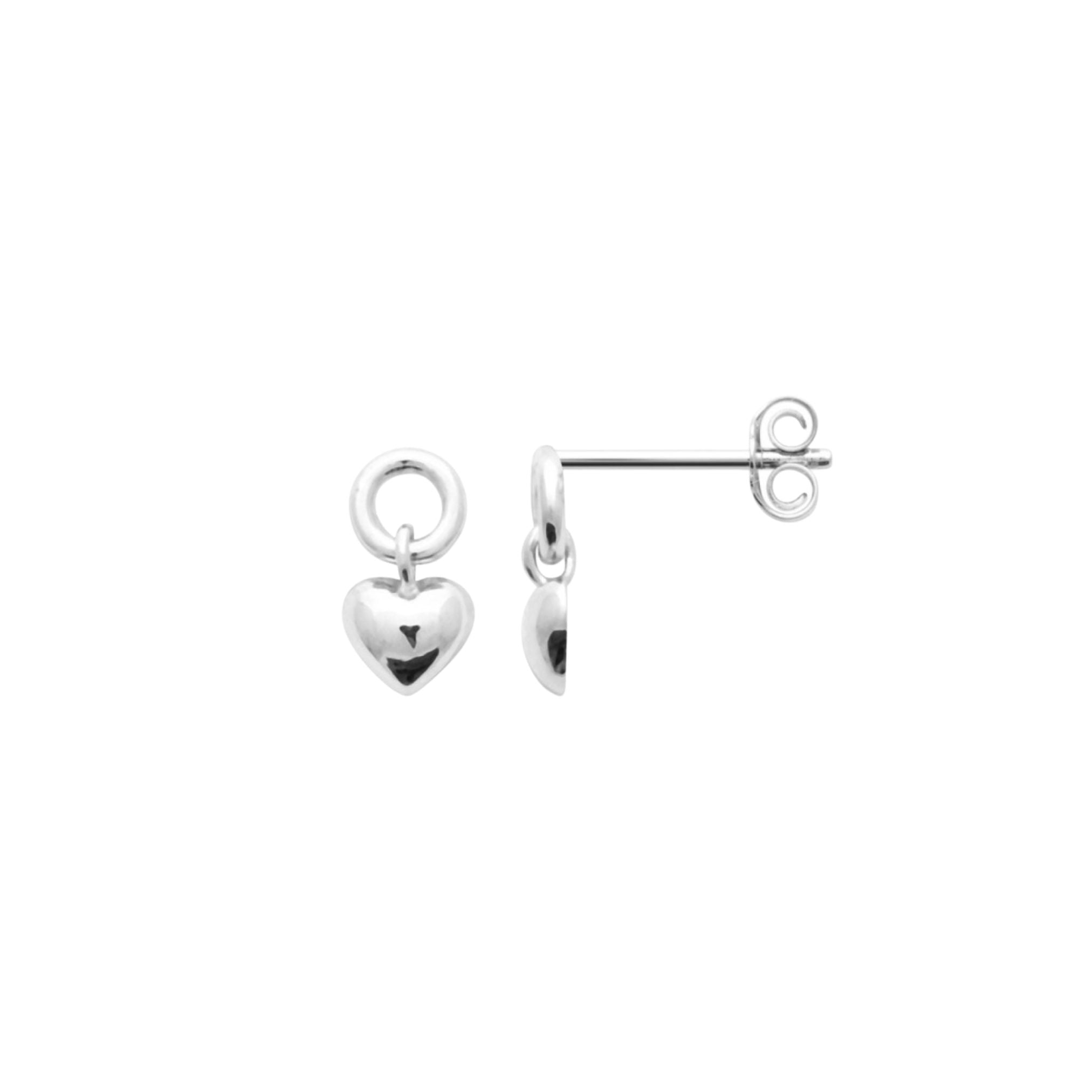 Boucles d'Oreilles Enfant - Mini Coeur Pendant - Argent 925