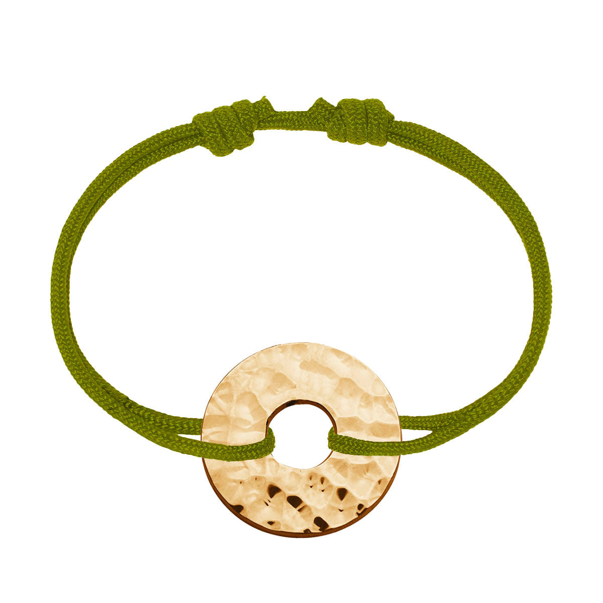 Bracelet Homme Personnalisé - Cordon, Cible Martelée – Plaqué Or 18K