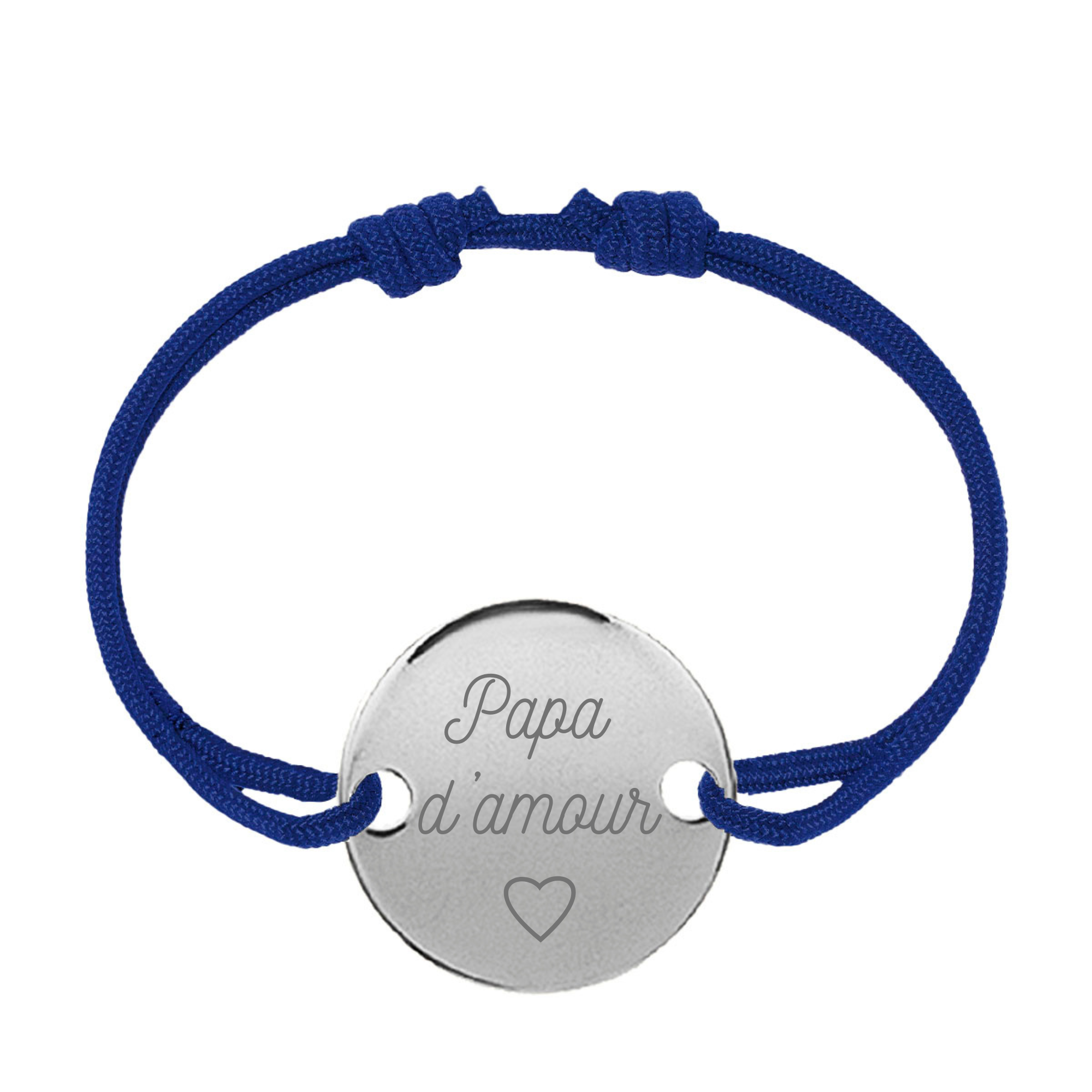 Bracelet Homme Personnalisé - Cordon et Pastille - Argent 925