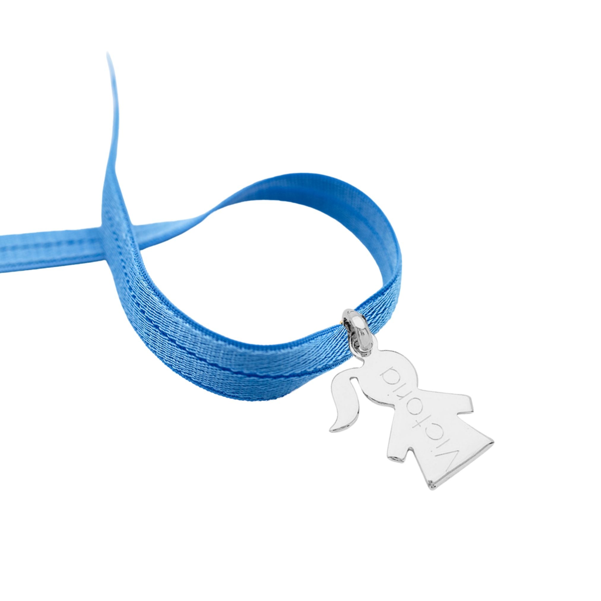 Bracelet Enfant Personnalisé - Cordon Élastique & Petite Fille - Argent 925