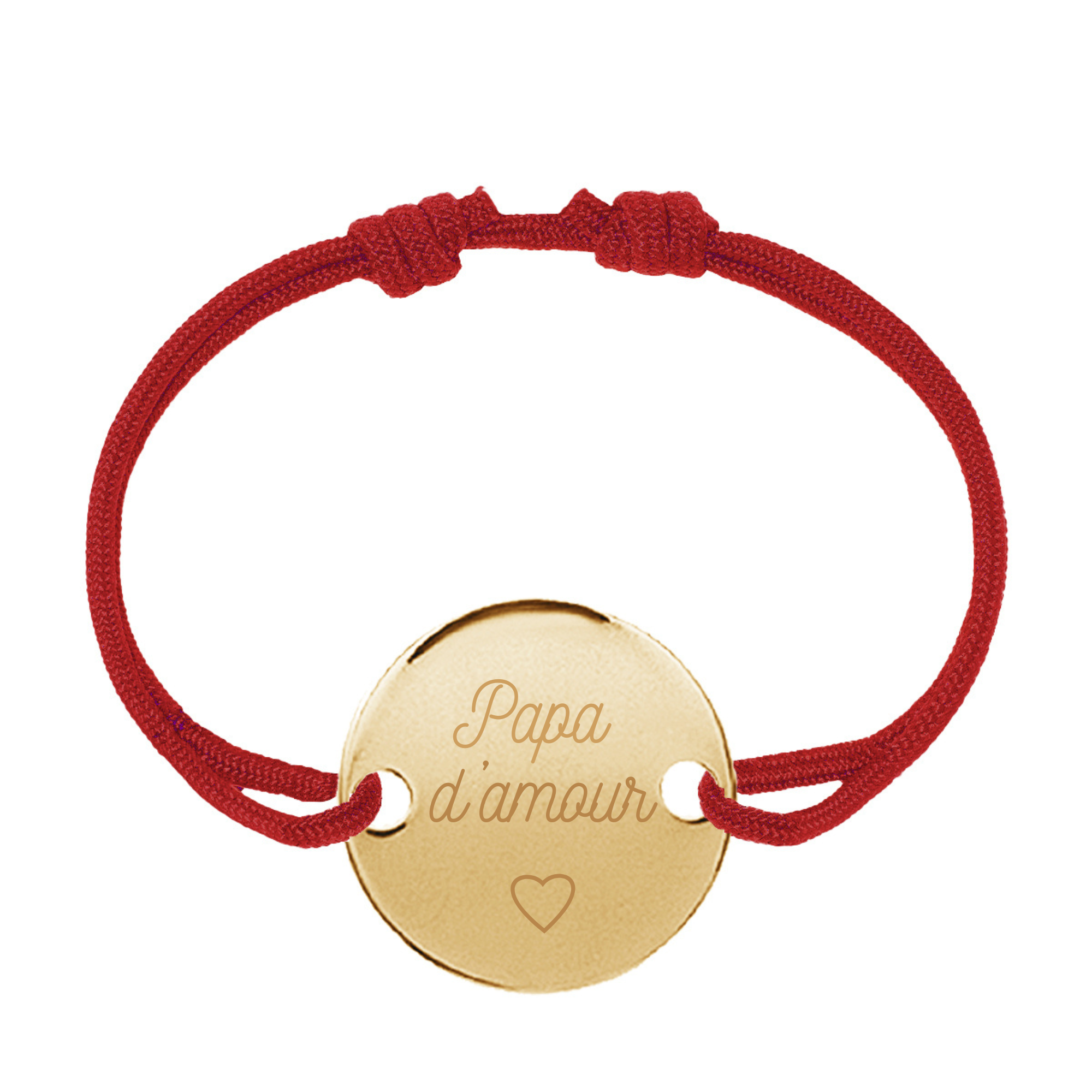 Bracelet Homme Personnalisé - Cordon et Pastille - Plaqué Or 18 K