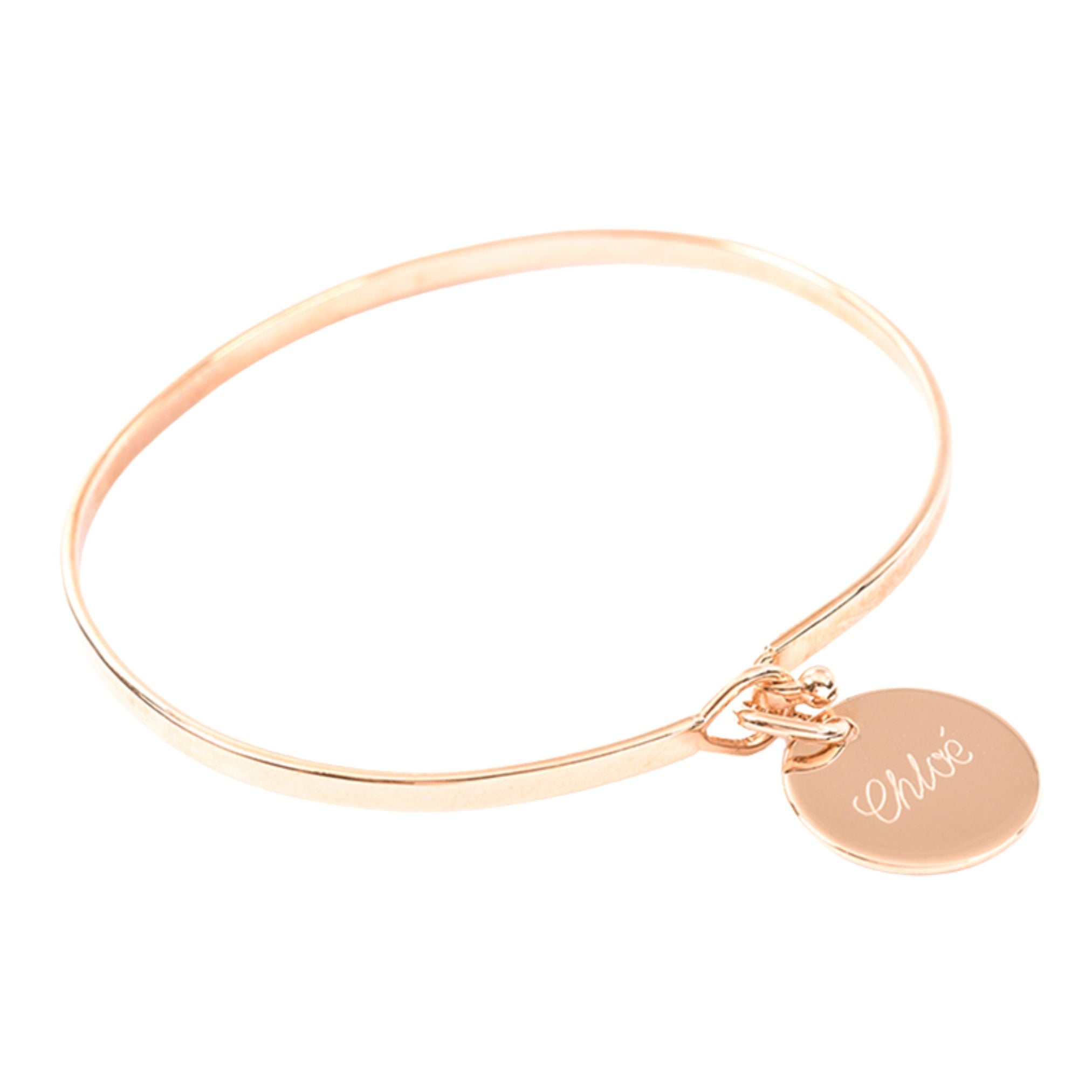 Bracelet Personnalisé Femme - Jonc Serrure et Médaille - Plaqué Or 18K