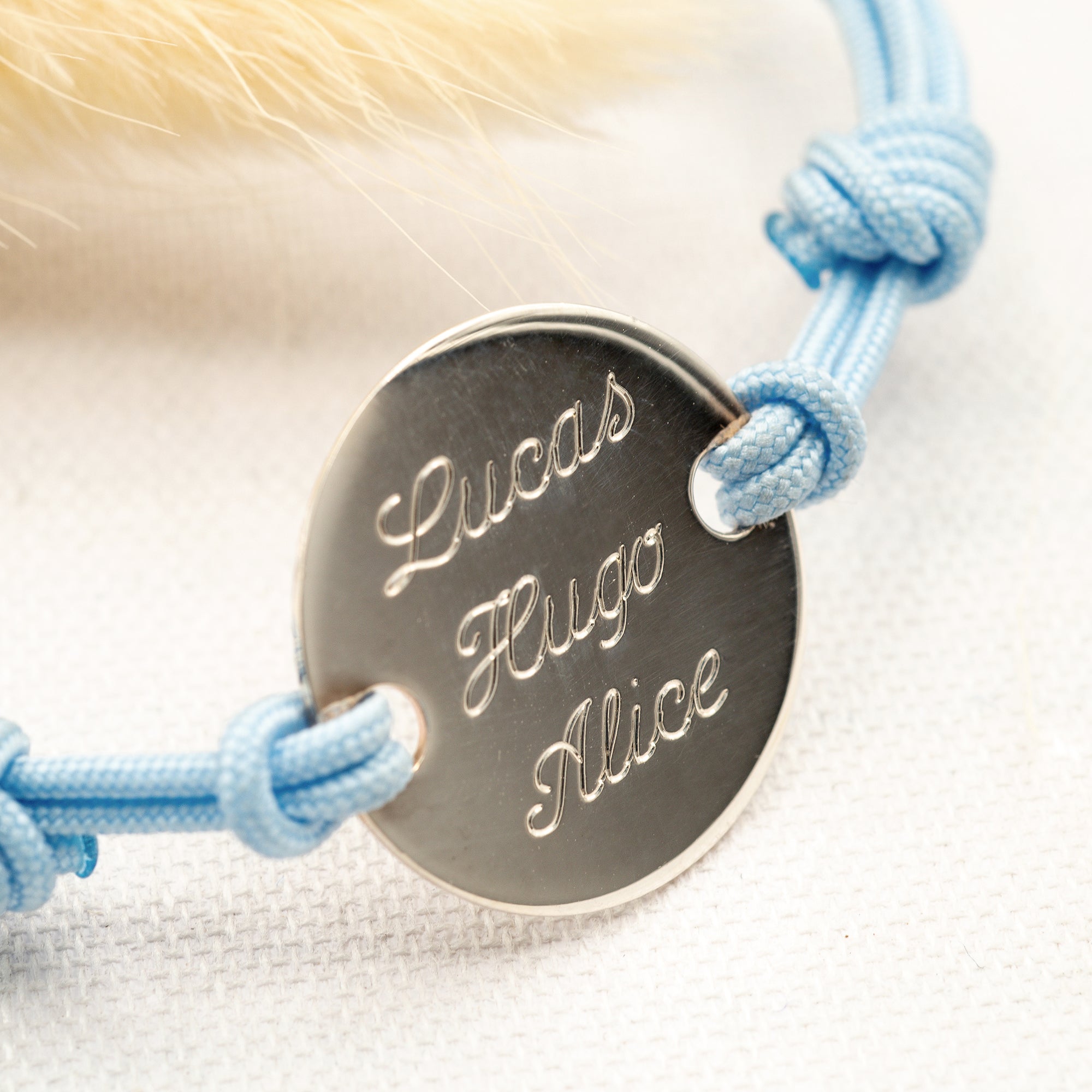 Bracelet Homme Personnalisé - Cordon et Pastille - Argent 925