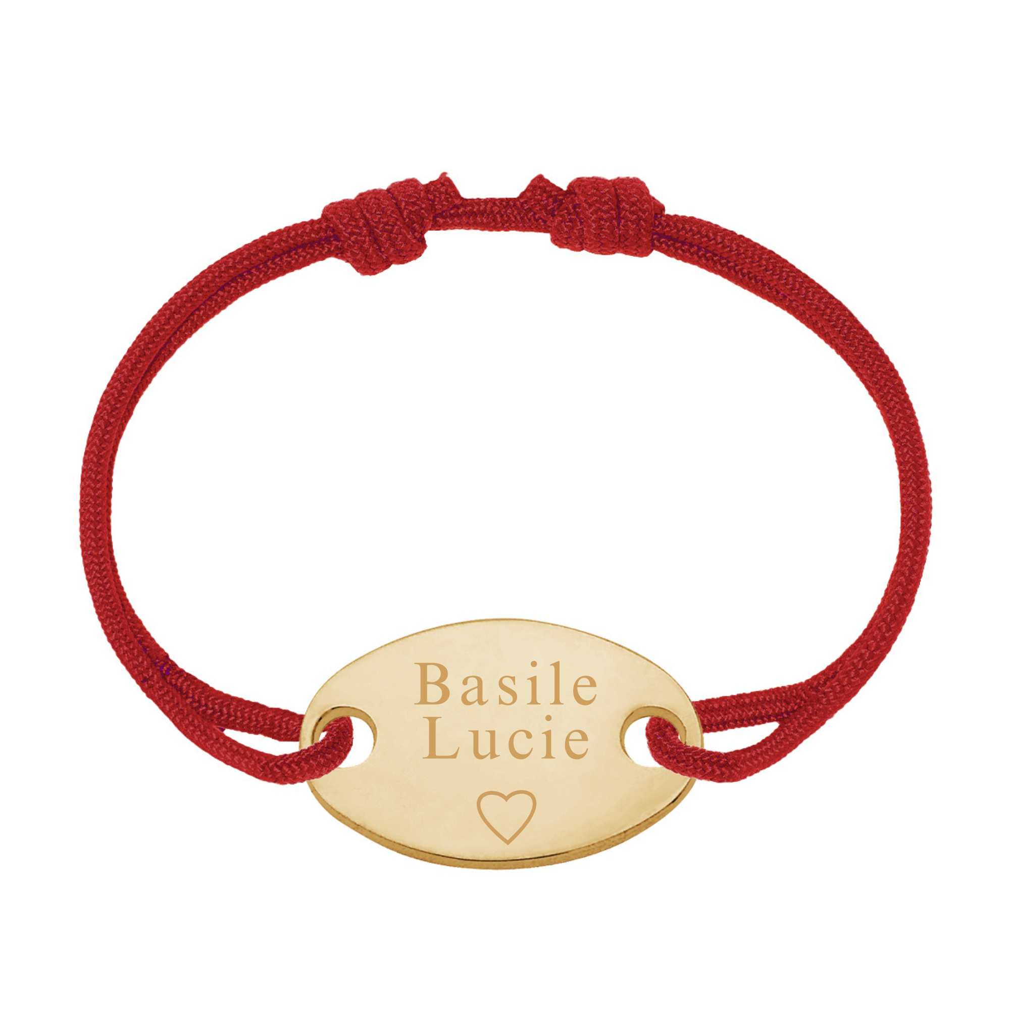 Bracelet Homme Personnalisé - Cordon et Médaille Ovale - Plaqué Or 18 K