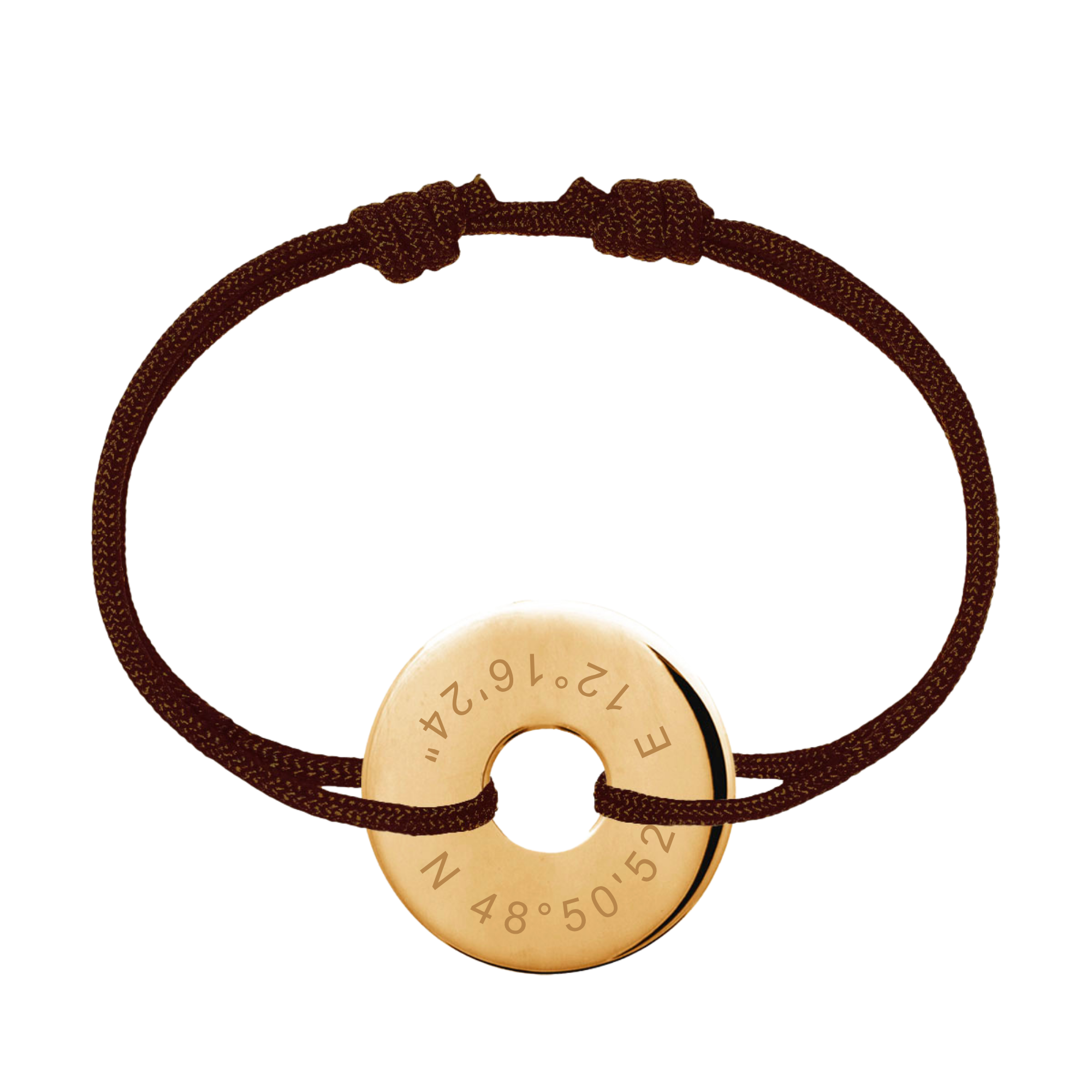 Bracelet Homme Personnalisé - Cordon et Cible - Plaqué Or 18K