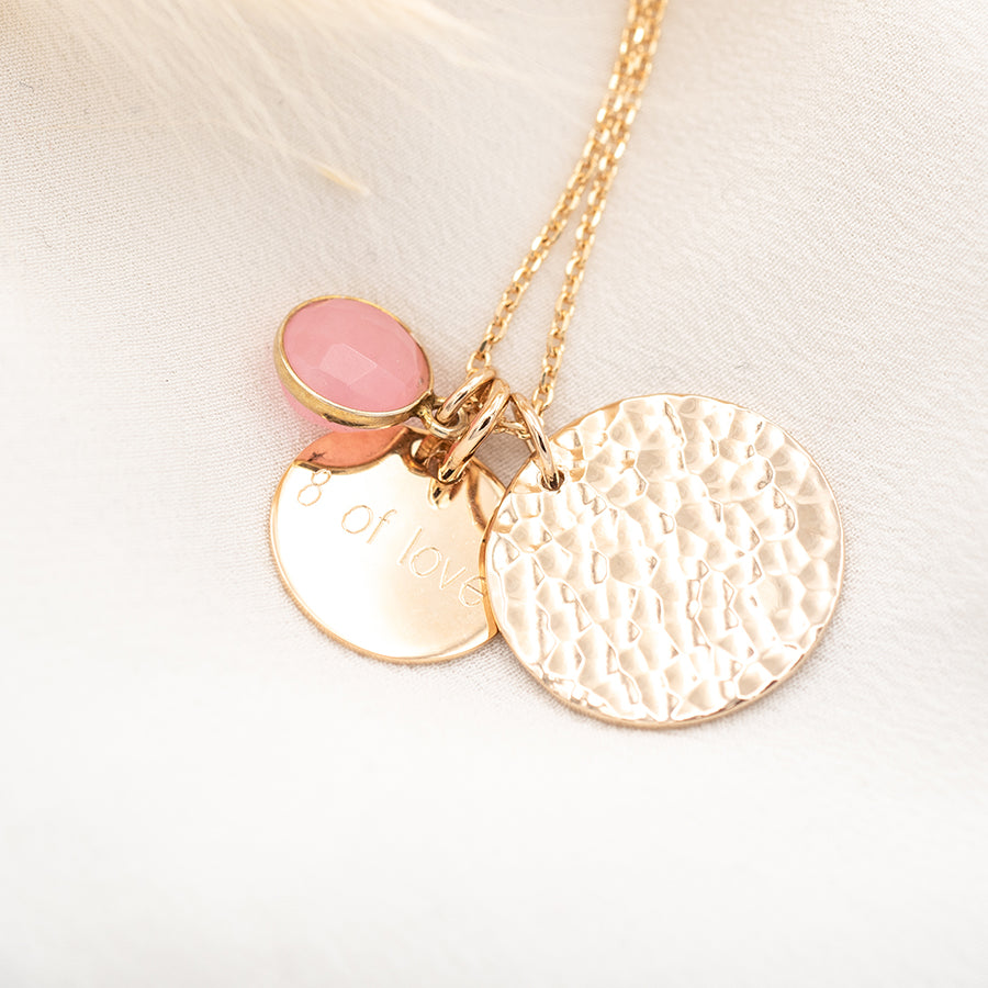 Collier deux médailles plaqué or 18K, recto martelé et médaille lisse – Isabelle B