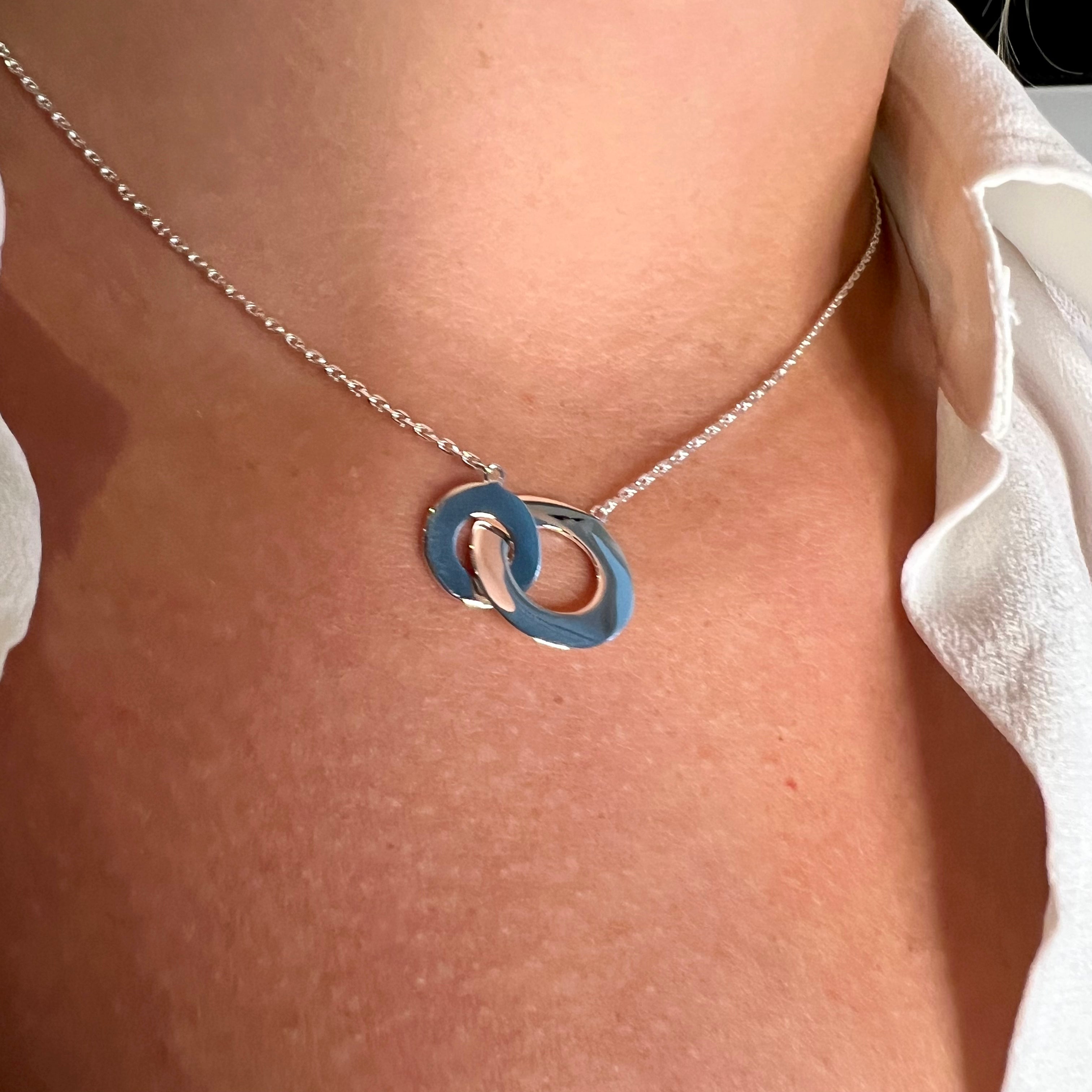 Collier Personnalisé Femme - Anneaux Entrelacés - Argent 925