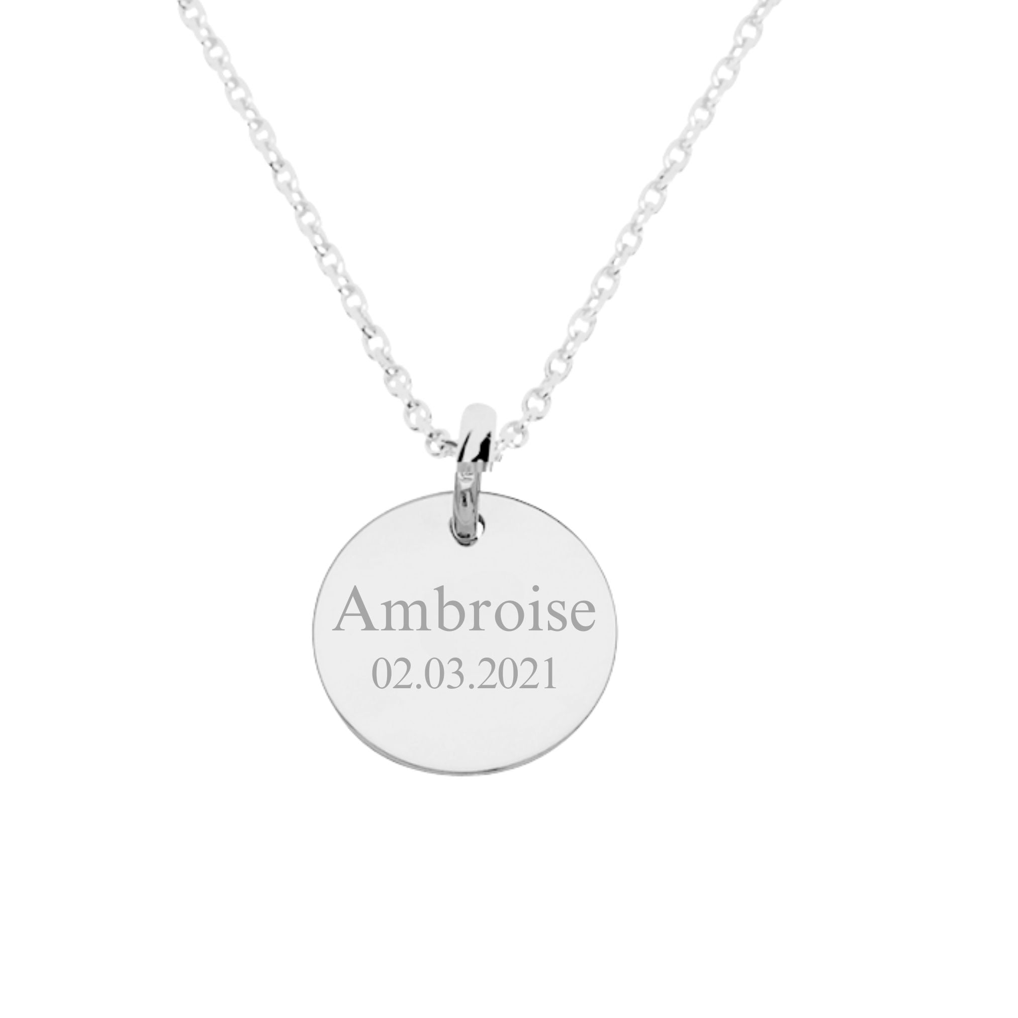 Collier Personnalisé Enfant - Médaille 15 mm - Argent 925