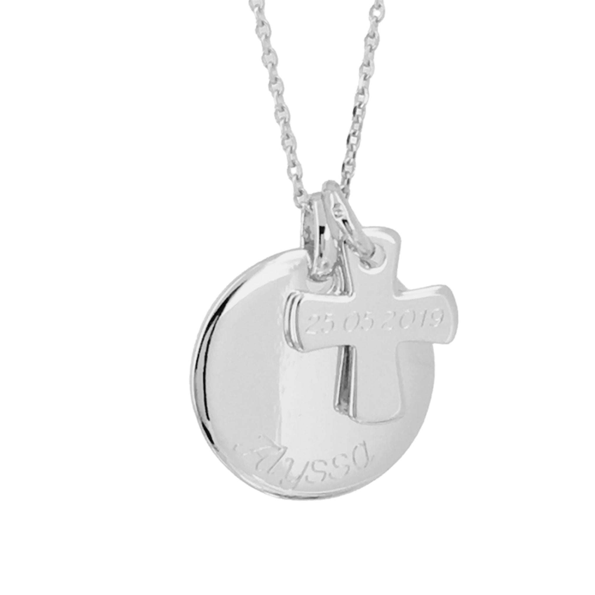 Collier Personnalisé Enfant – Médaille et Croix – Argent 925