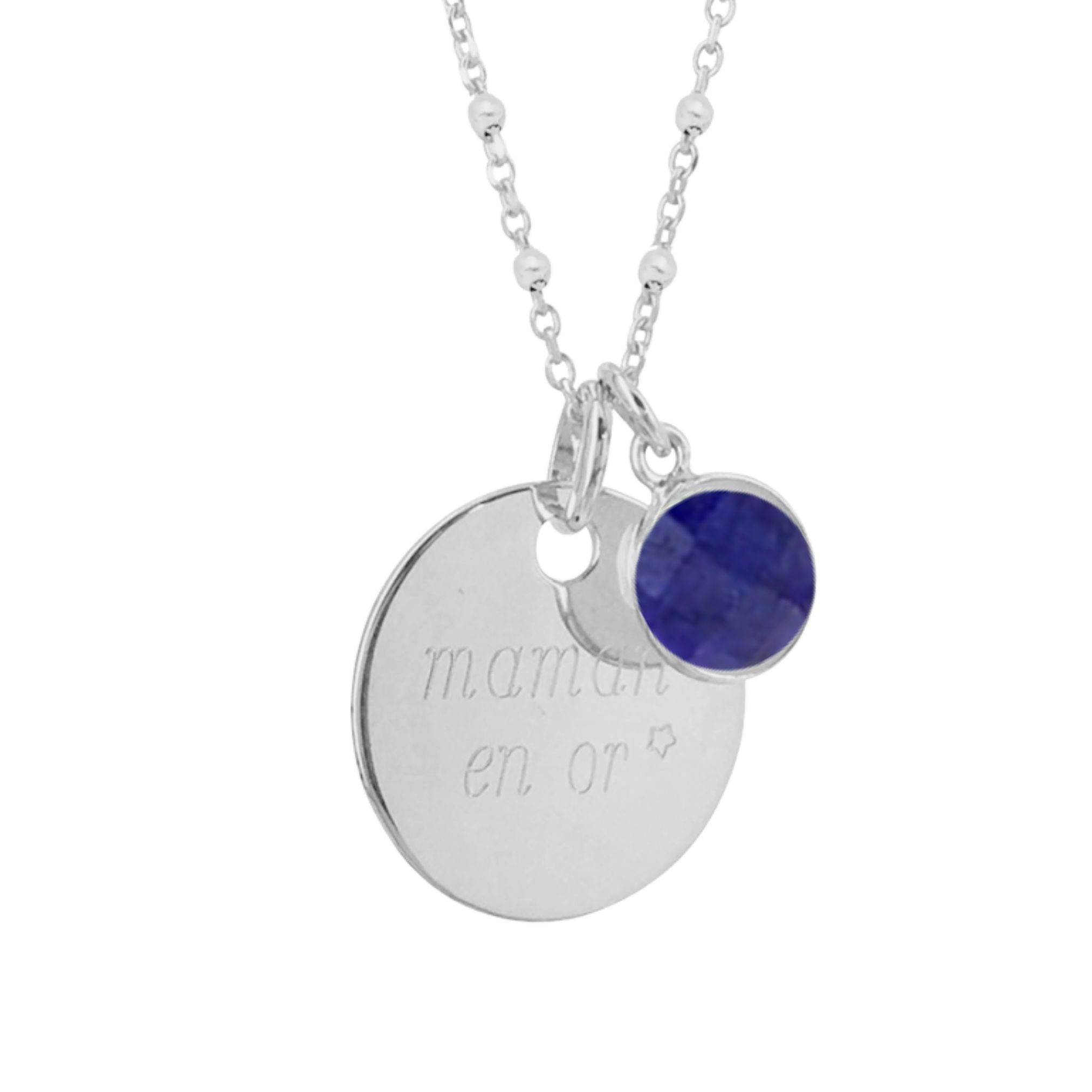 Collier Personnalisé Femme – Médaille et Pierre Fine – Argent 925