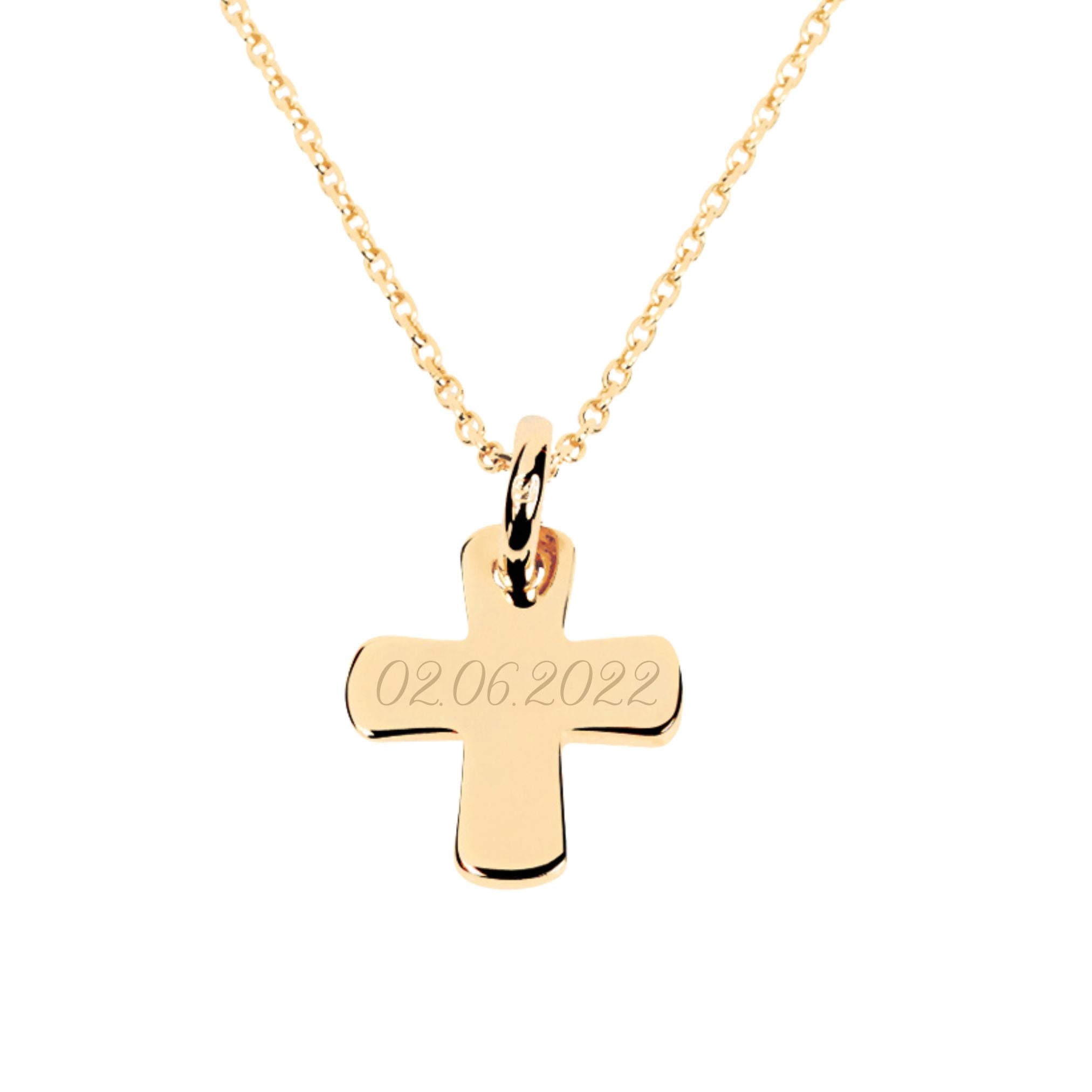 Collier Personnalisé Enfant – Croix – Plaqué Or 18K