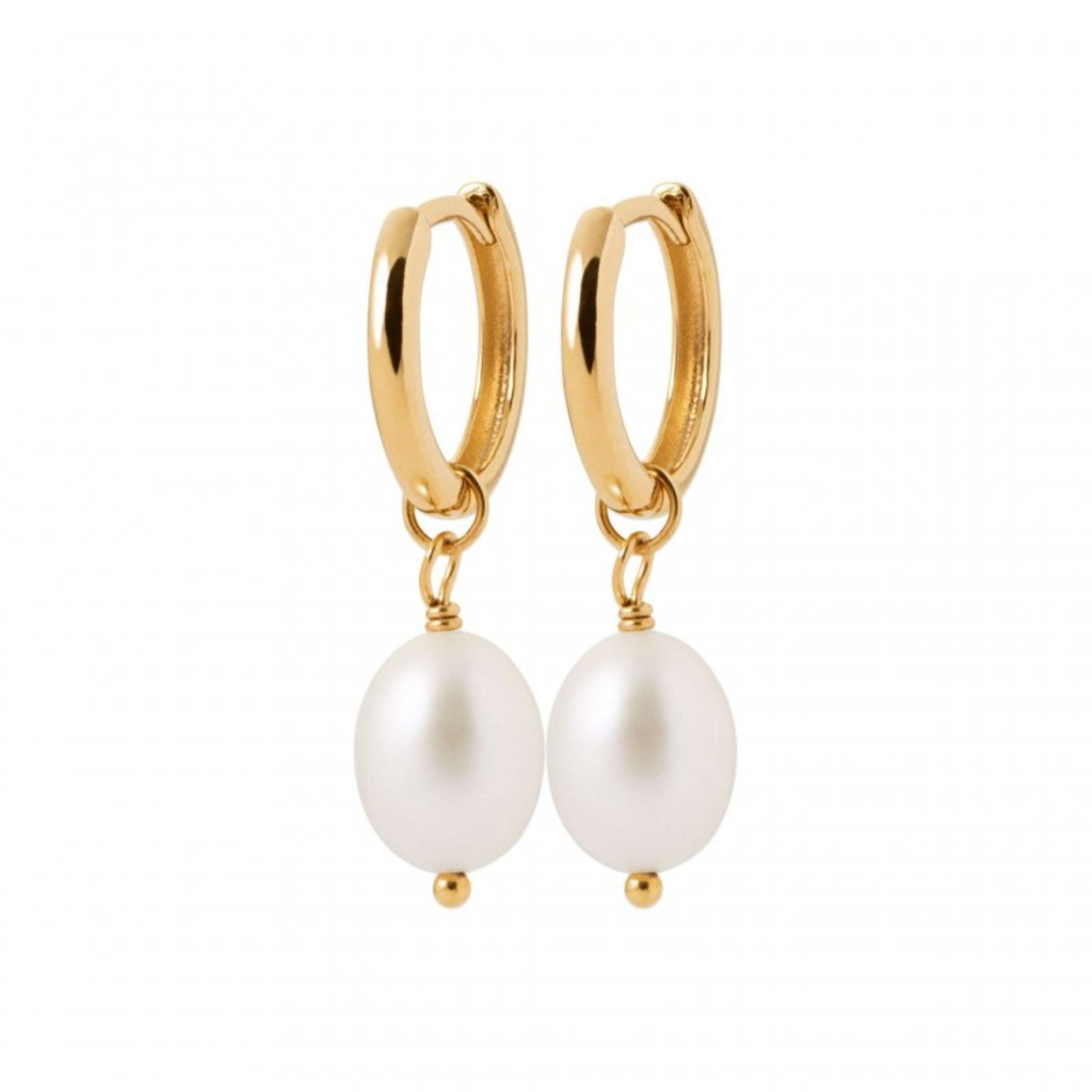 Boucles d'Oreilles - Créoles Perle - Plaqué Or