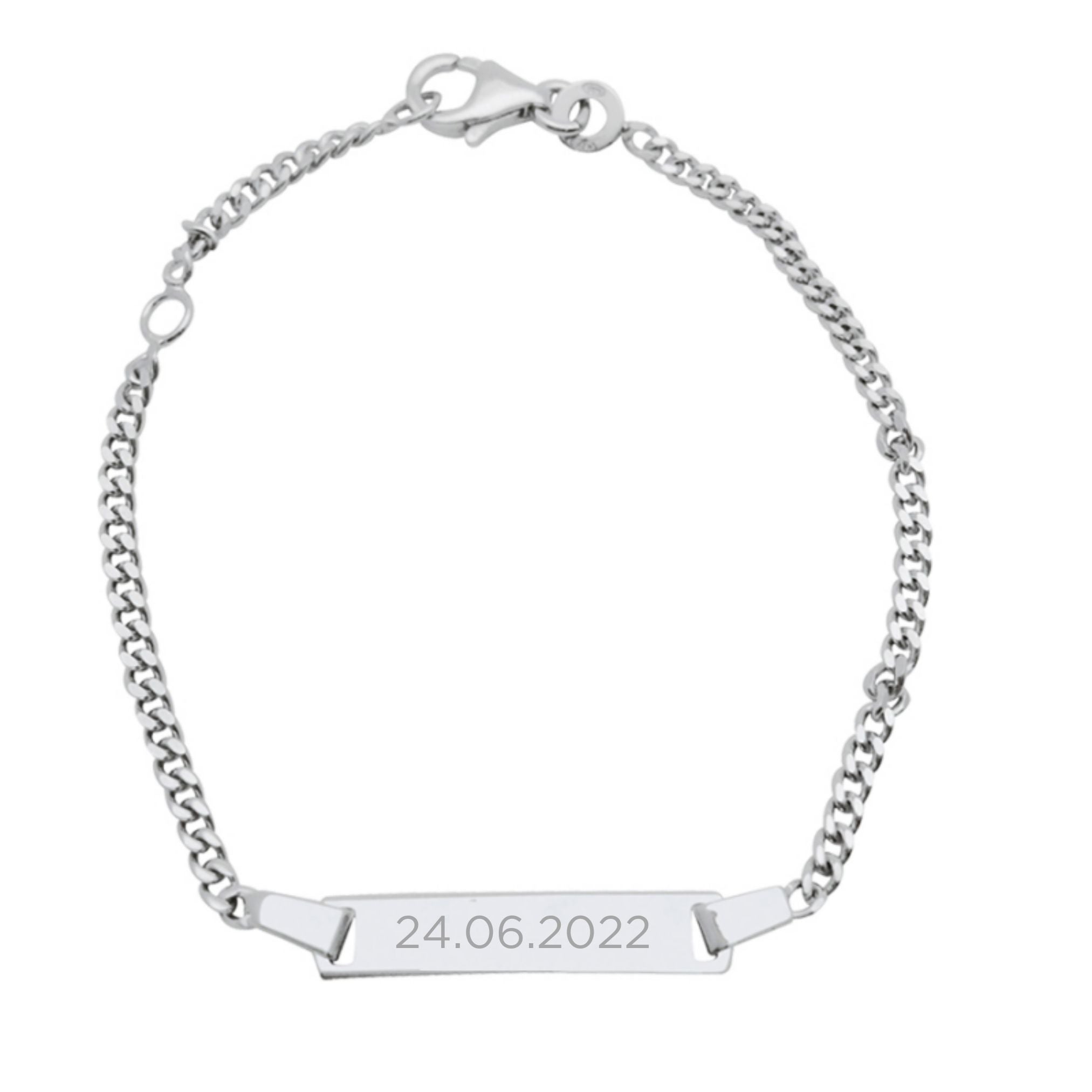 Bracelet Enfant Personnalisé – Chaîne, Gourmette Rectangulaire - Argent 925