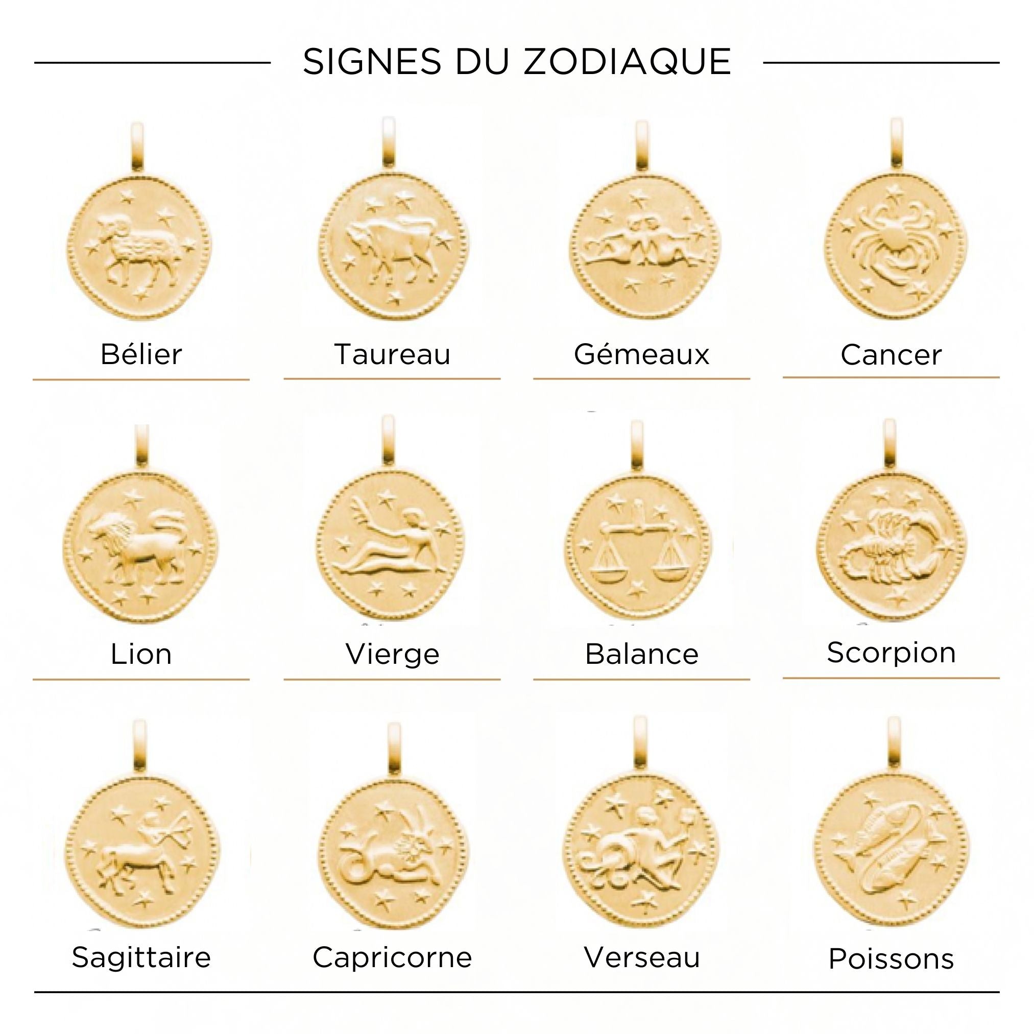 Collier Personnalisé Femme - Zodiaque - Plaqué Or 18K