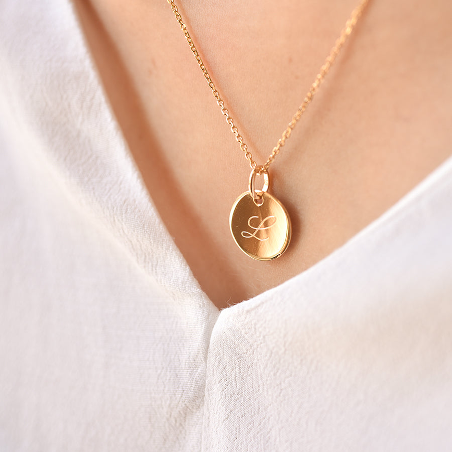 Collier Personnalisé Femme - Petite Médaille - Plaqué Or 18K