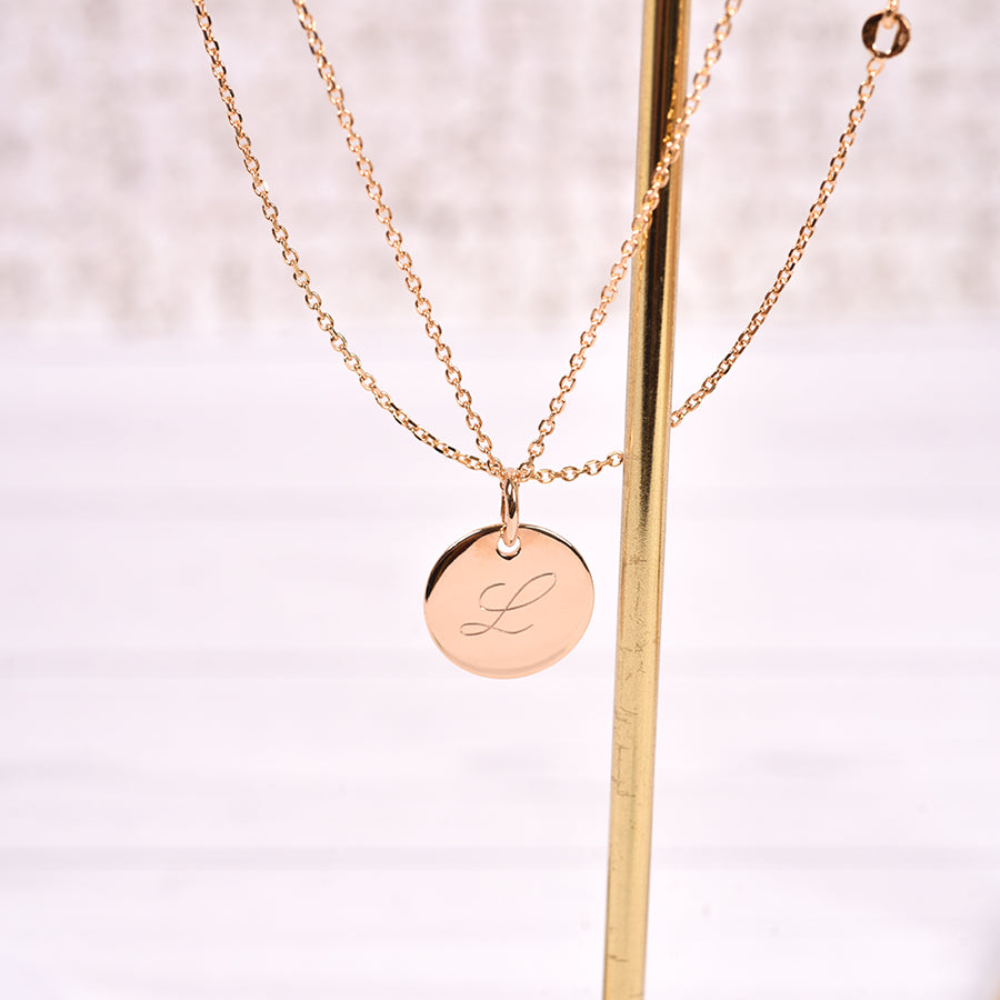 Collier Personnalisé Femme - Petite Médaille - Plaqué Or 18K