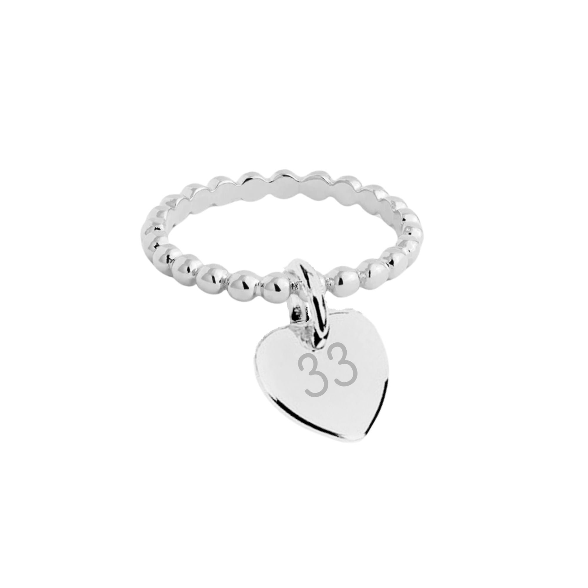 Bague Personnalisée Femme - Petites Perles Un Rang & Médaille Gravée – Argent 925