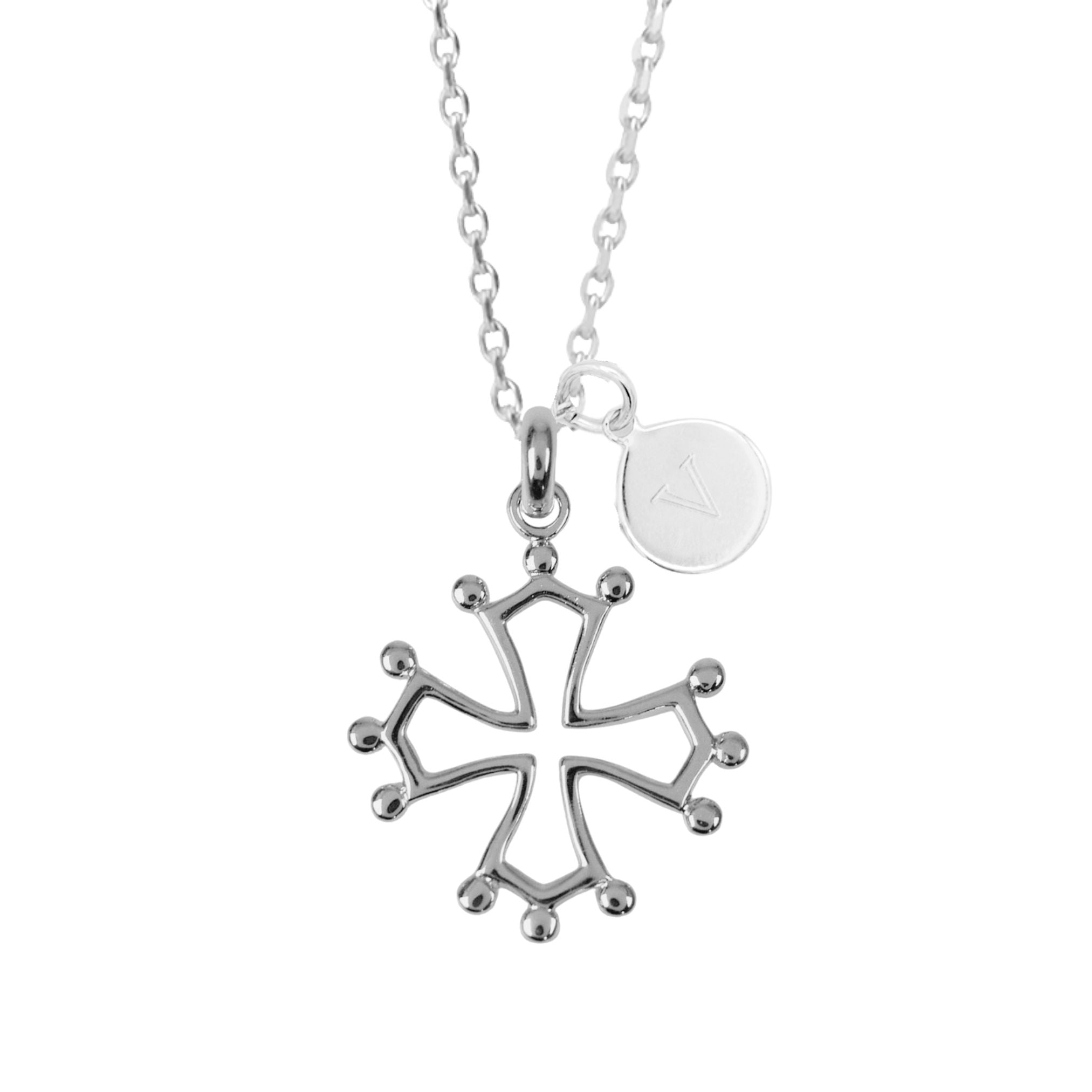Collier Personnalisé Femme – Croix Occitane & Médaille – Argent 925