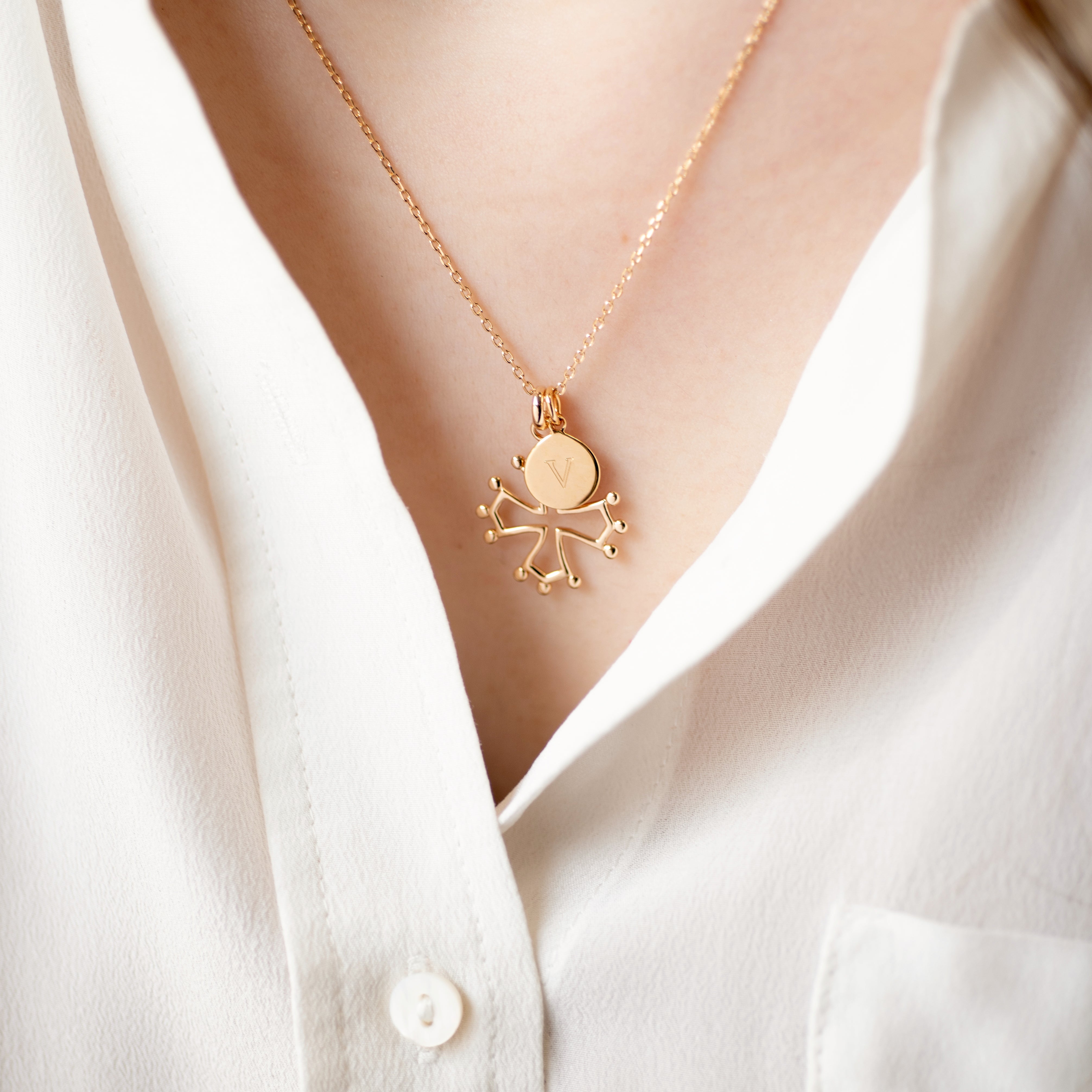 Collier Personnalisé Femme – Croix Occitane & Médaille – Plaqué Or 18K