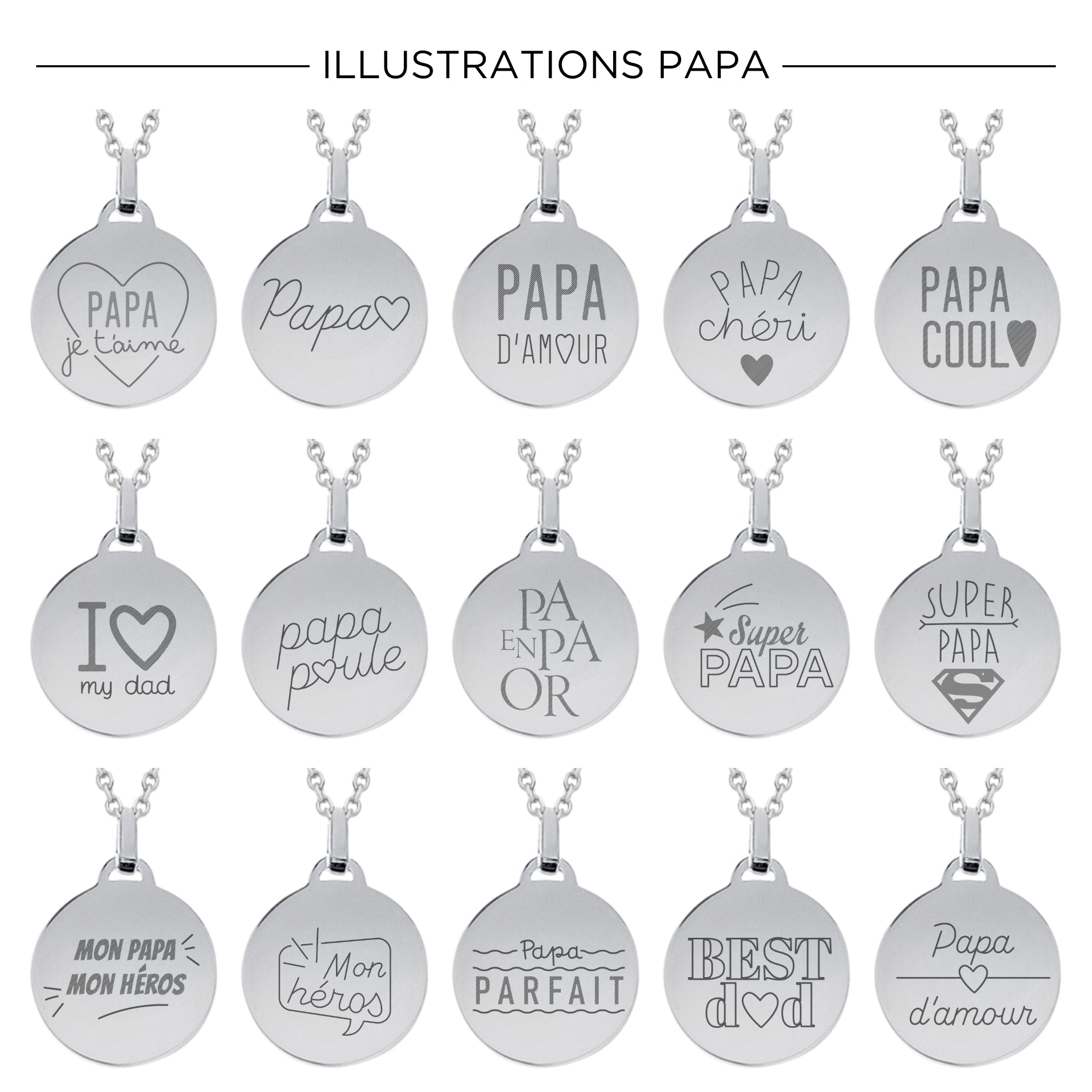 Collier Personnalisé Papa - Médaille - Argent 925