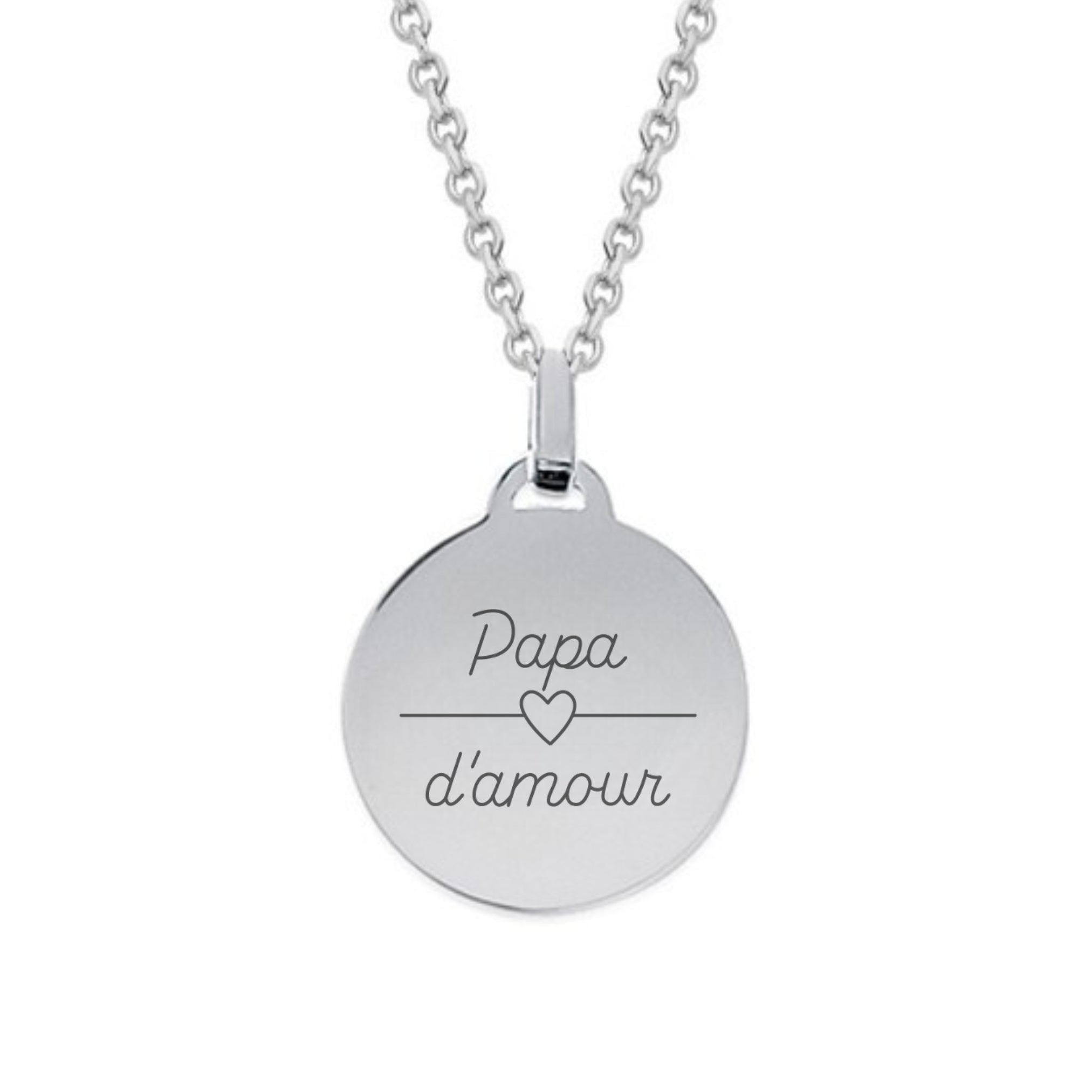 Collier Personnalisé Papa - Médaille - Argent 925