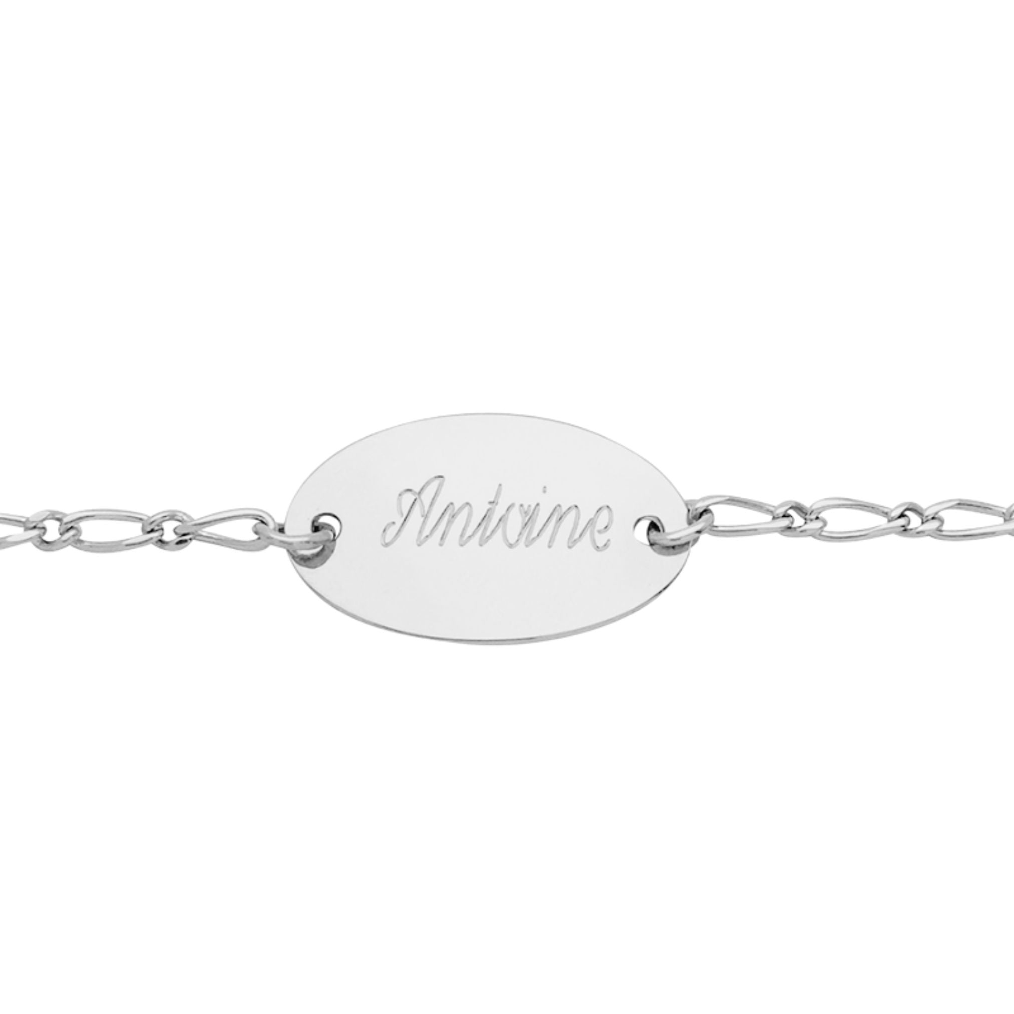 Bracelet Enfant Personnalisé – Chaîne, Gourmette Ovale - Argent 925
