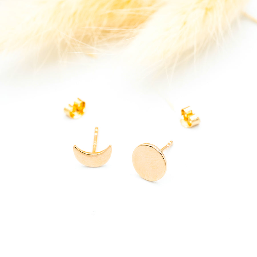 Boucles d'oreilles soleil et lune en plaqué or