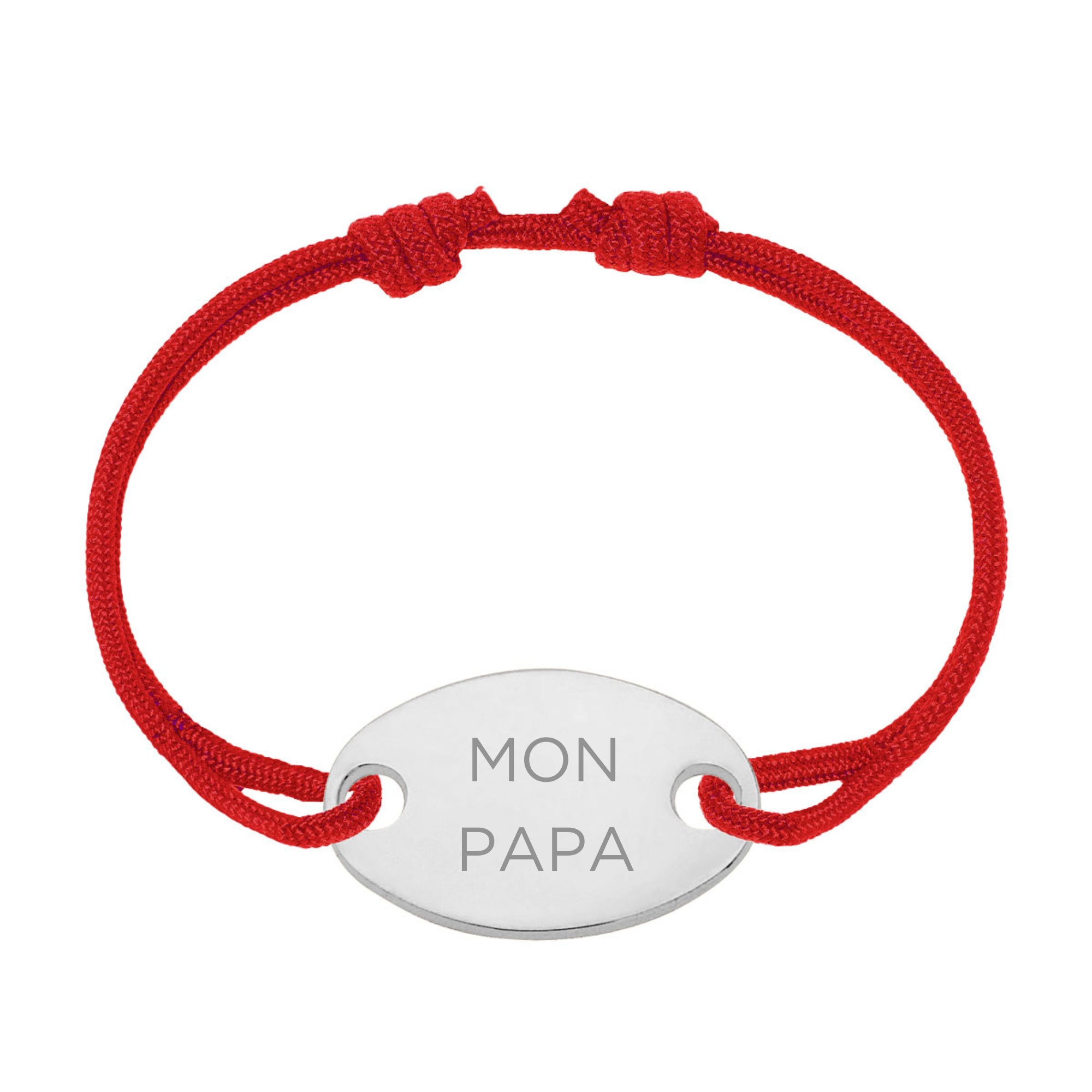 Bracelet Homme Personnalisé - Cordon et Médaille Ovale - Argent 925