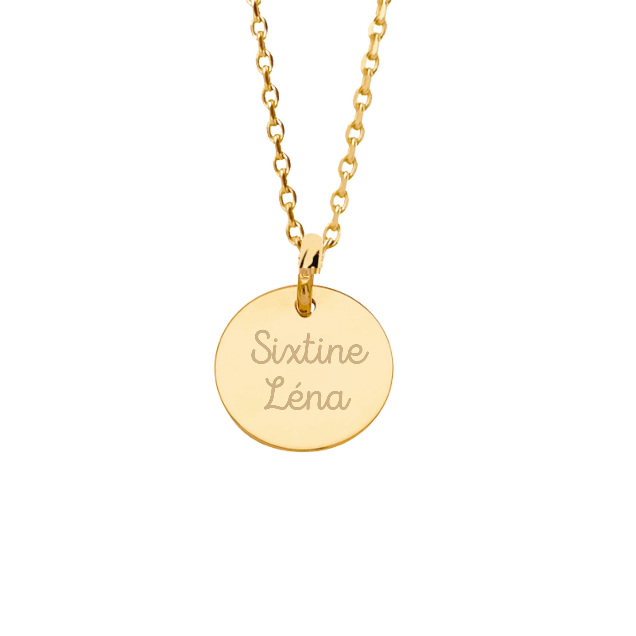 Collier Personnalisé Femme - Petite Médaille - Plaqué Or 18K