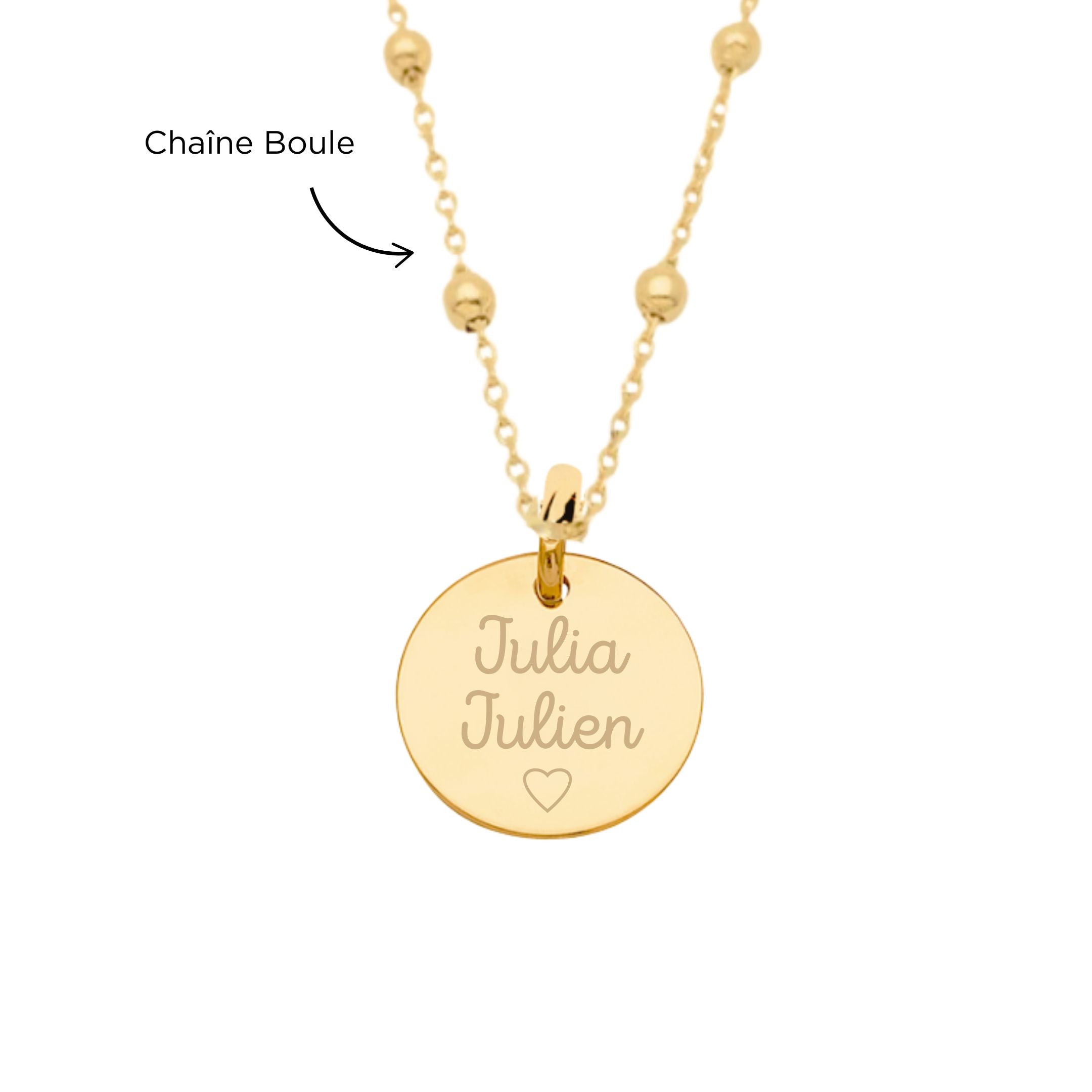 Collier Personnalisé Femme - Petite Médaille - Plaqué Or 18K