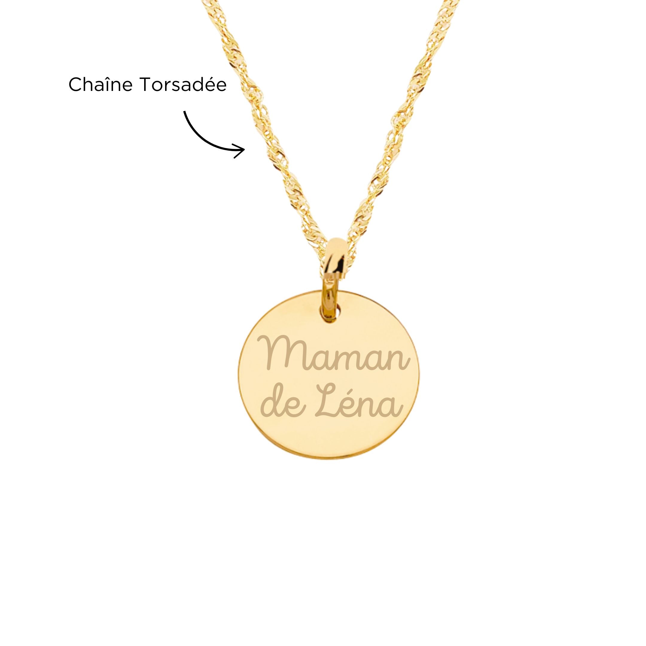 Collier Personnalisé Femme - Petite Médaille - Plaqué Or 18K