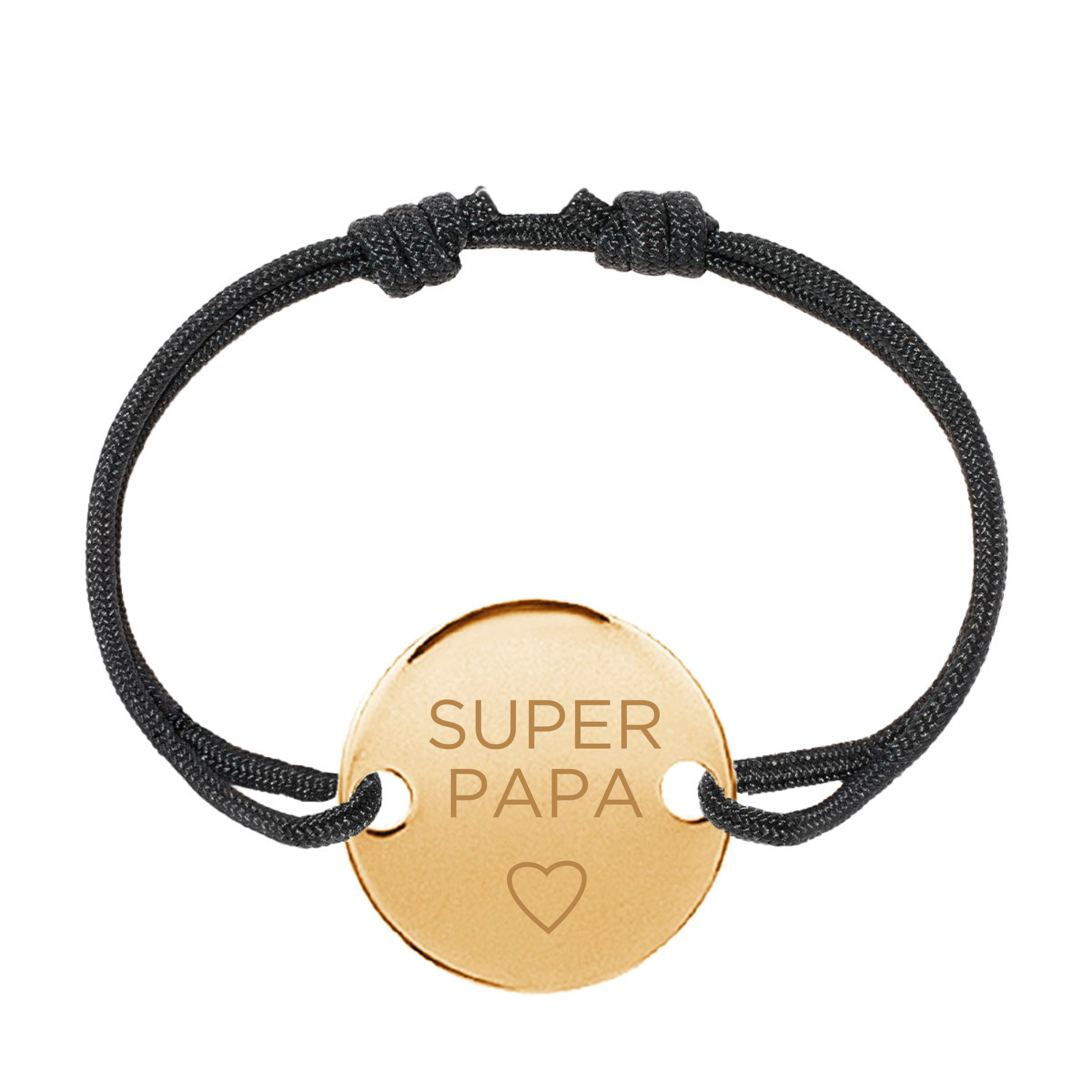 Bracelet Homme Personnalisé - Cordon et Pastille - Plaqué Or 18 K