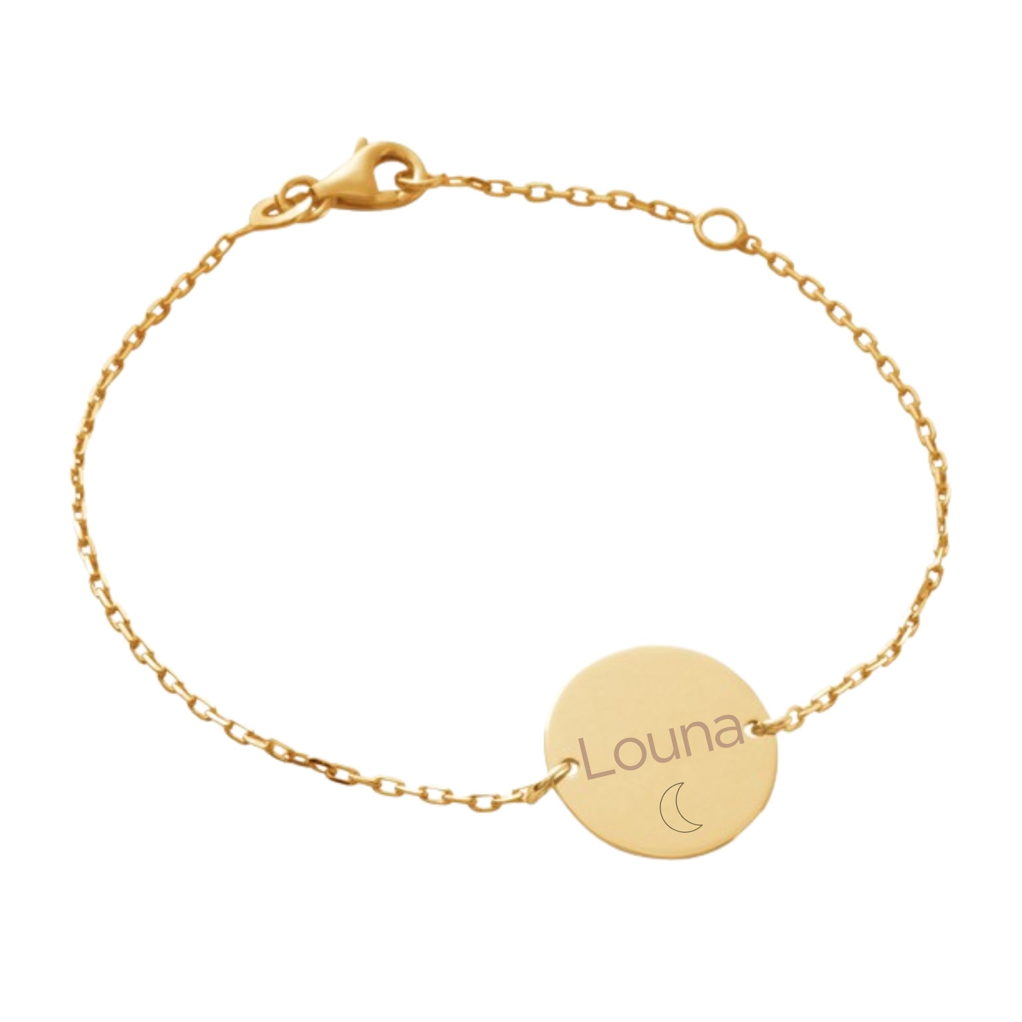 Bracelet Enfant Personnalisé - Chaîne et Médaille - Plaqué Or 18K
