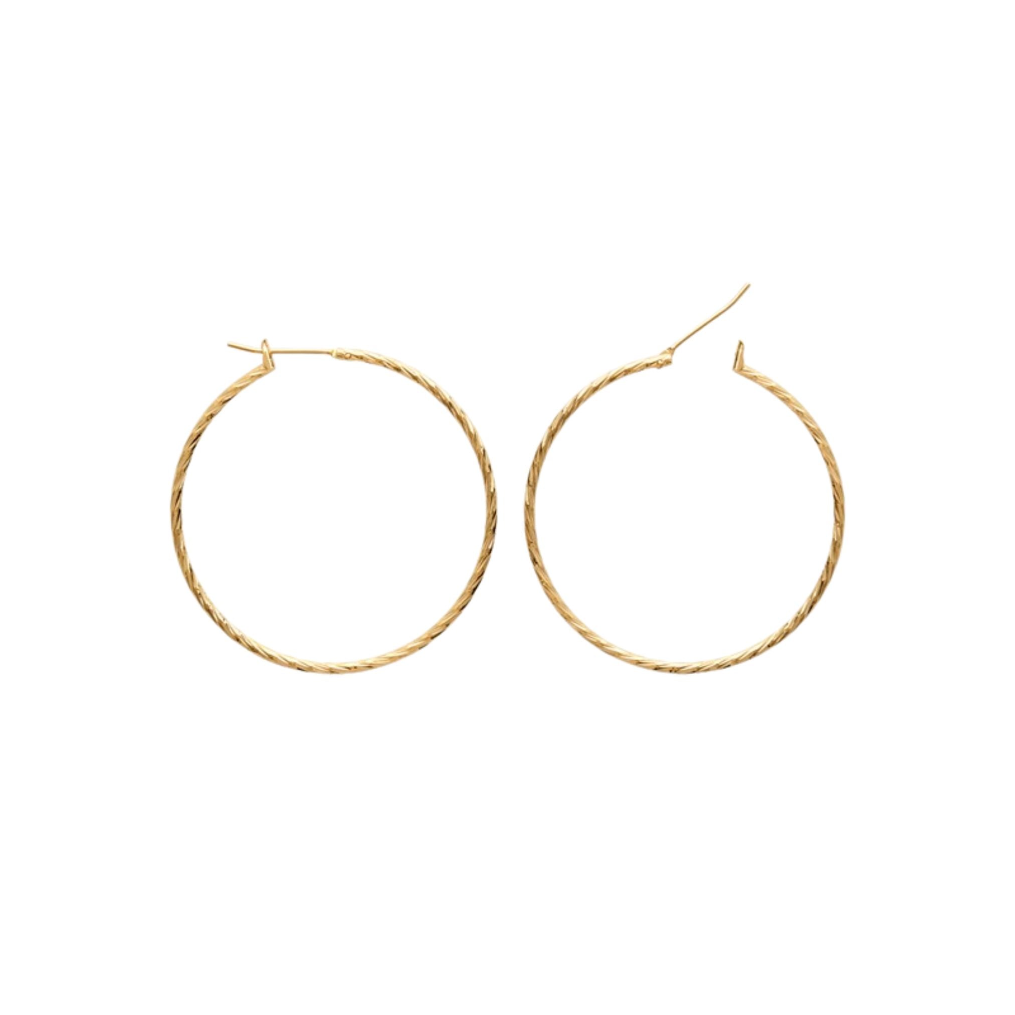 Boucles d'Oreilles - Créoles Fines Torsadées - Plaqué Or