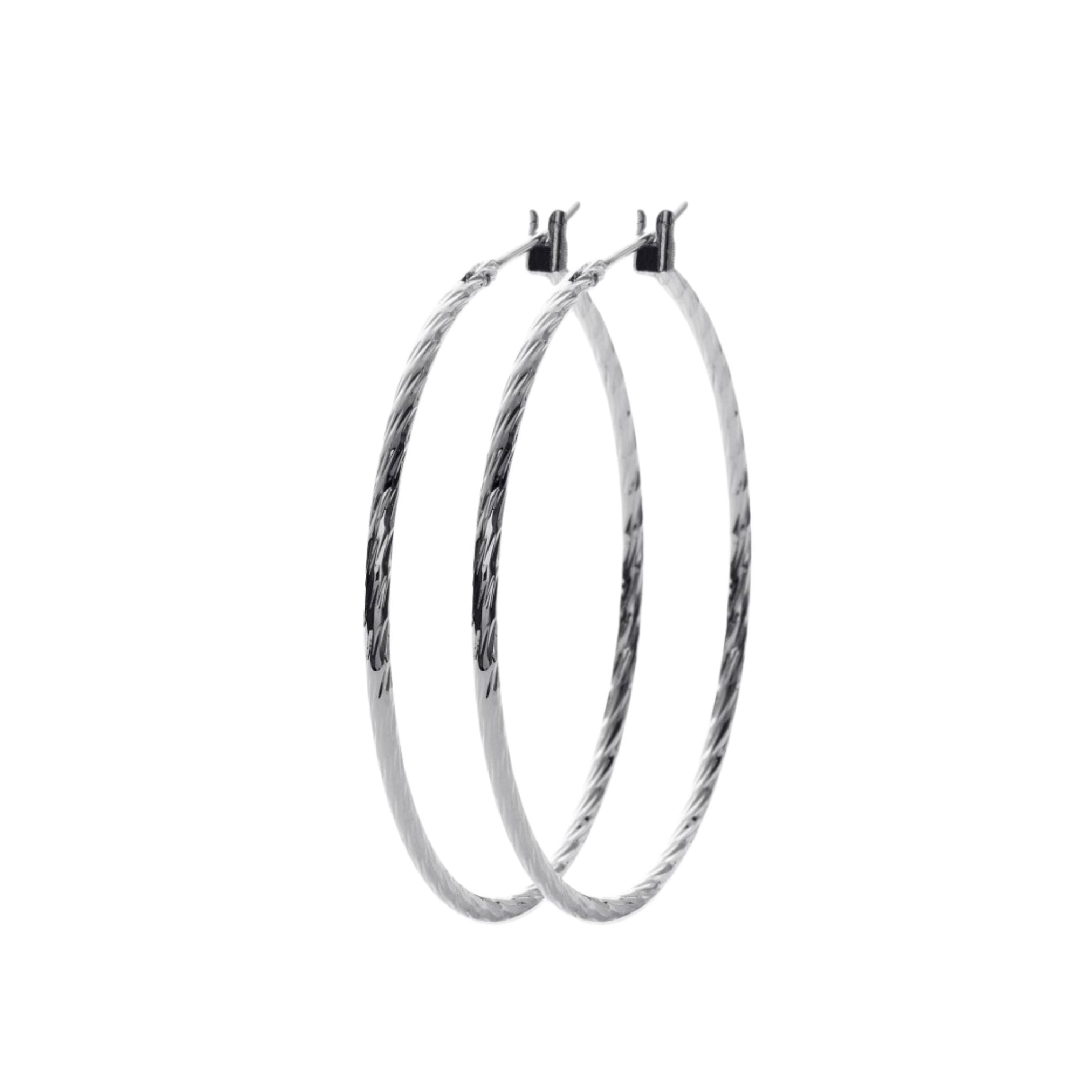 Boucles d'Oreilles - Créoles Fines Torsadées - Argent