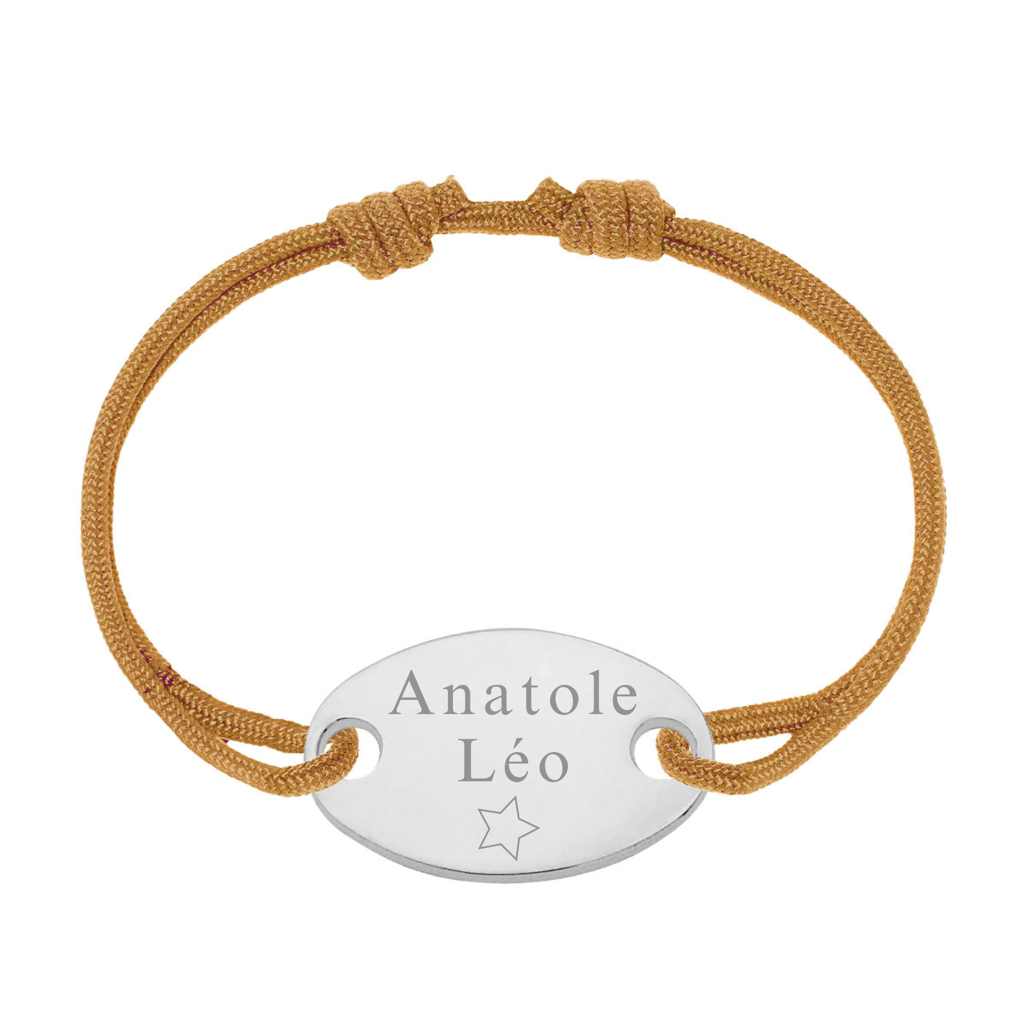 Bracelet Homme Personnalisé - Cordon et Médaille Ovale - Argent 925