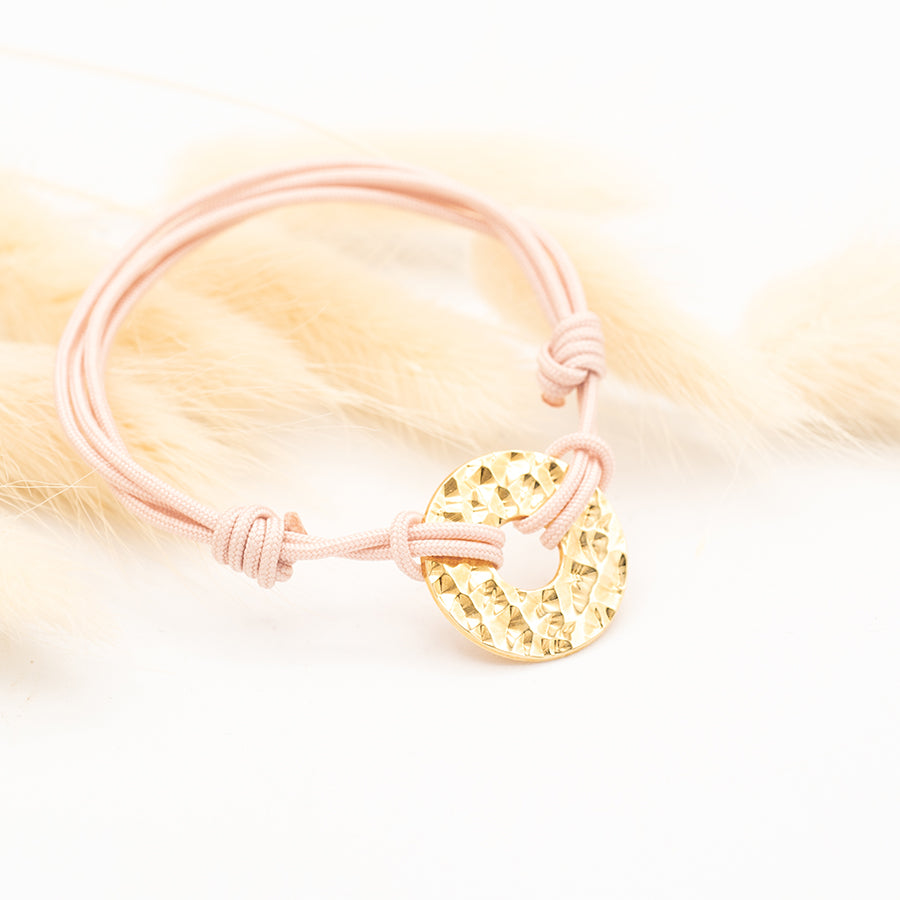 Bracelet Personnalisé Femme - Cible Martelée - Plaqué Or 18K