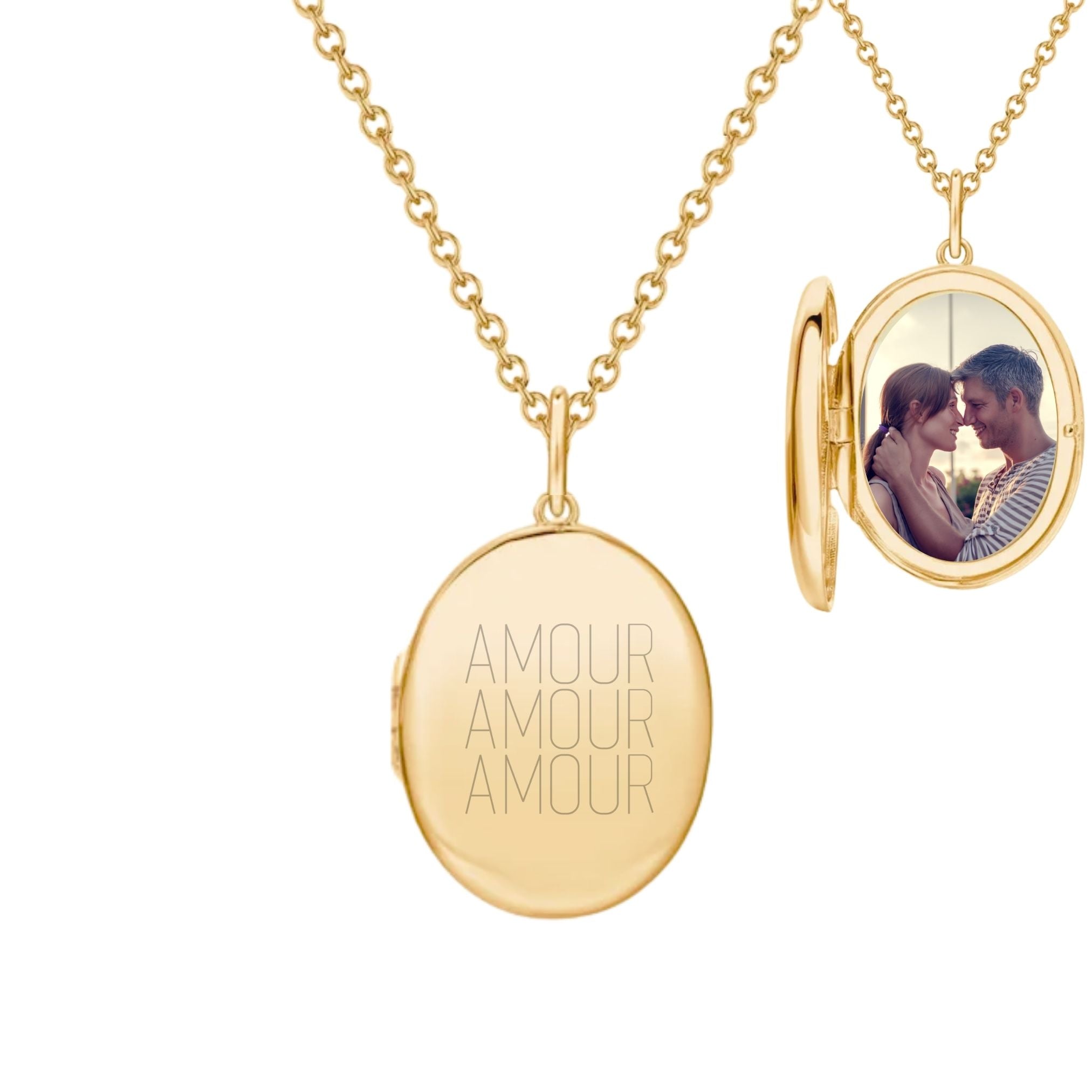 Collier Personnalisé Femme - Grand Médaillon Secret - Plaqué Or 18K
