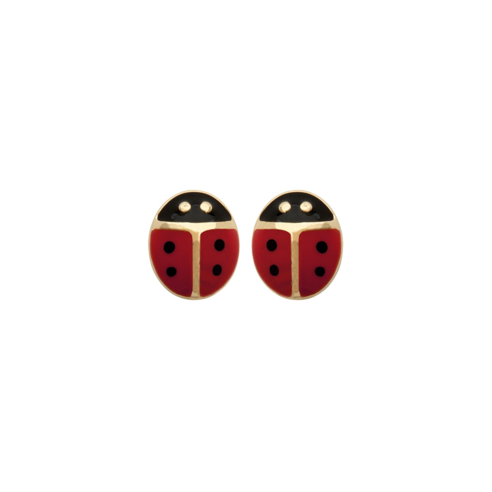 Boucles d'Oreilles Enfant - Coccinelle - Plaque Or 18K