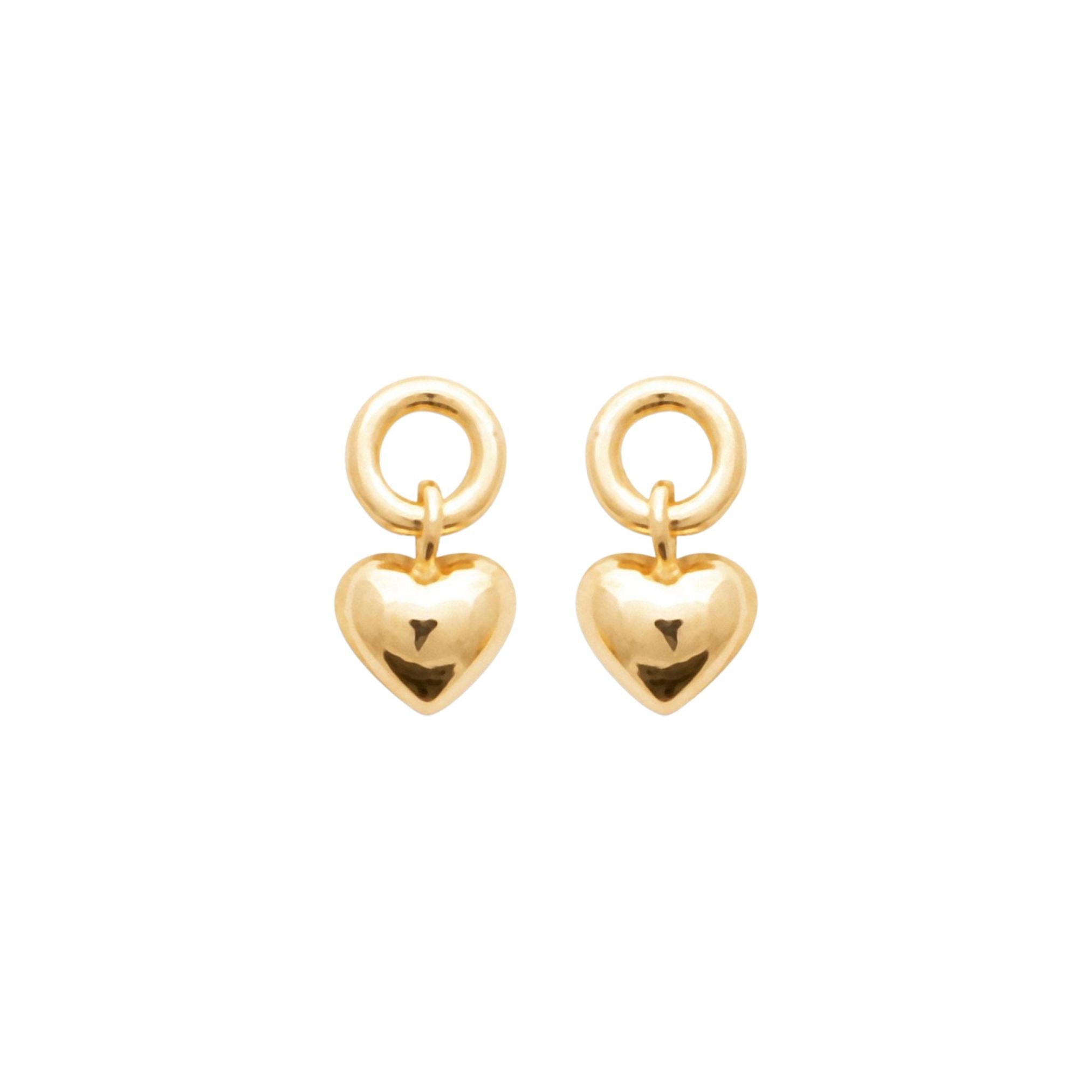 Boucles d'Oreilles Enfant - Mini Coeur Pendant - Plaqué Or 18K