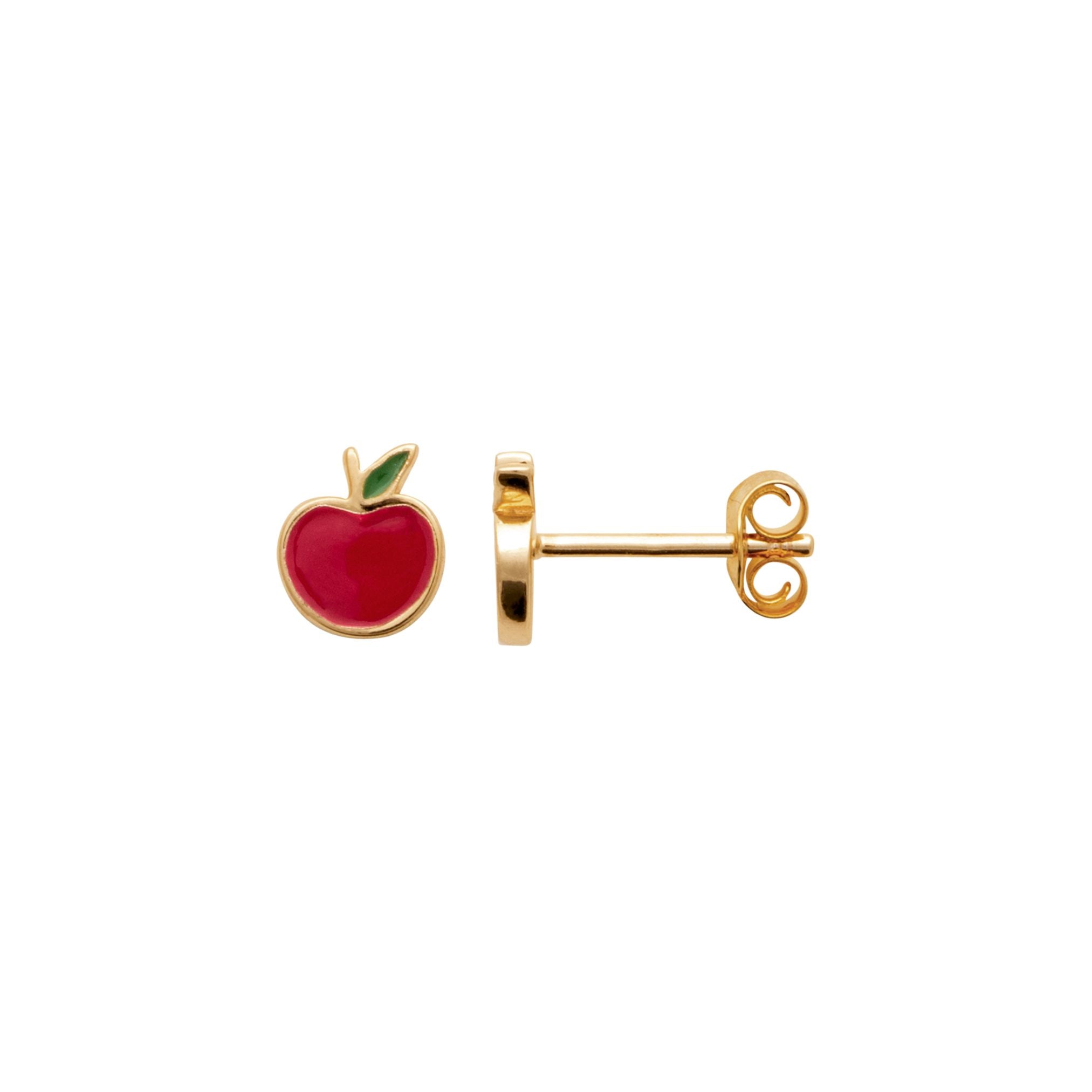 Boucles d'Oreilles Enfant - Pommes - Plaque Or 18K