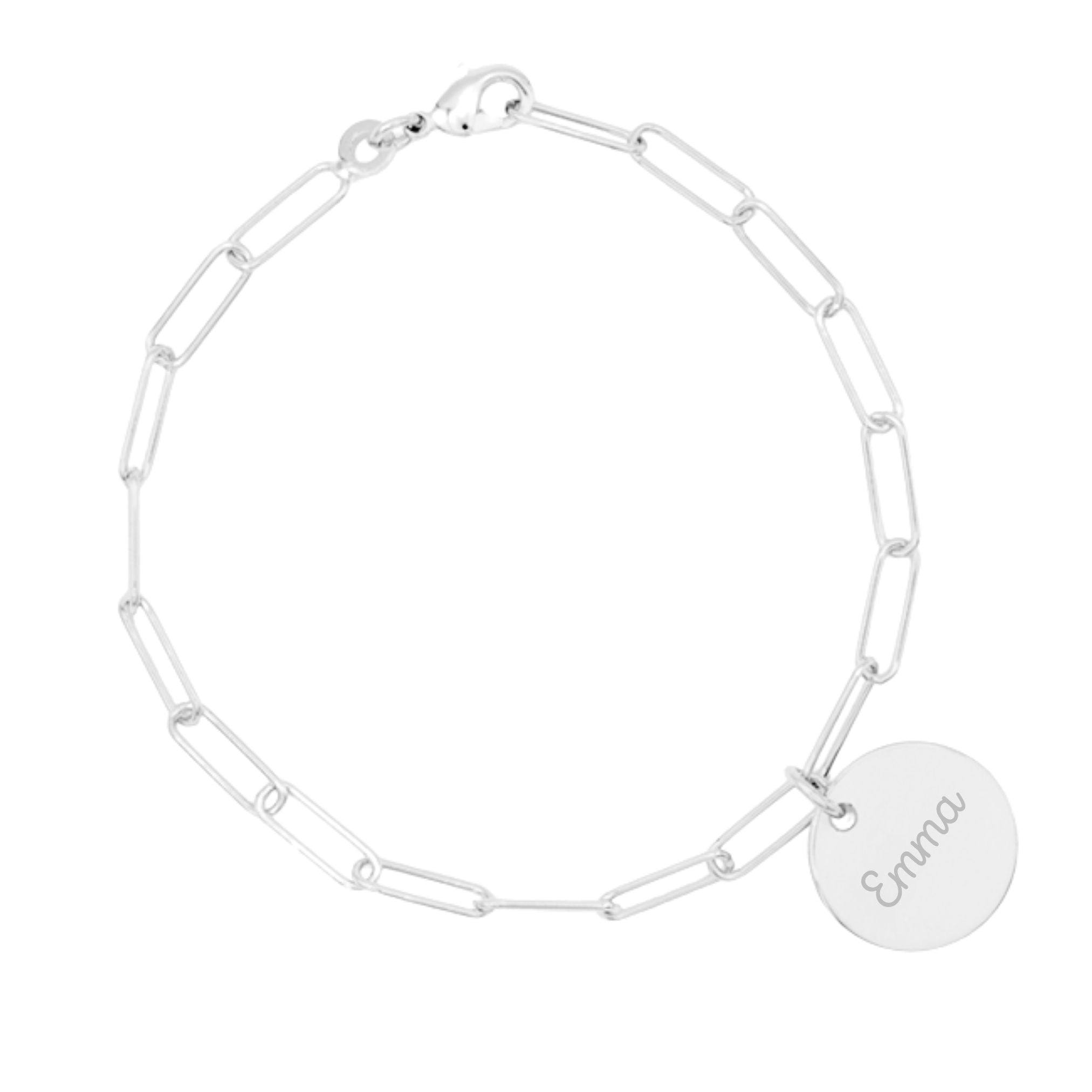 Bracelet Personnalisé Femme - Chaîne Petites Mailles et Médaille - Argent 925
