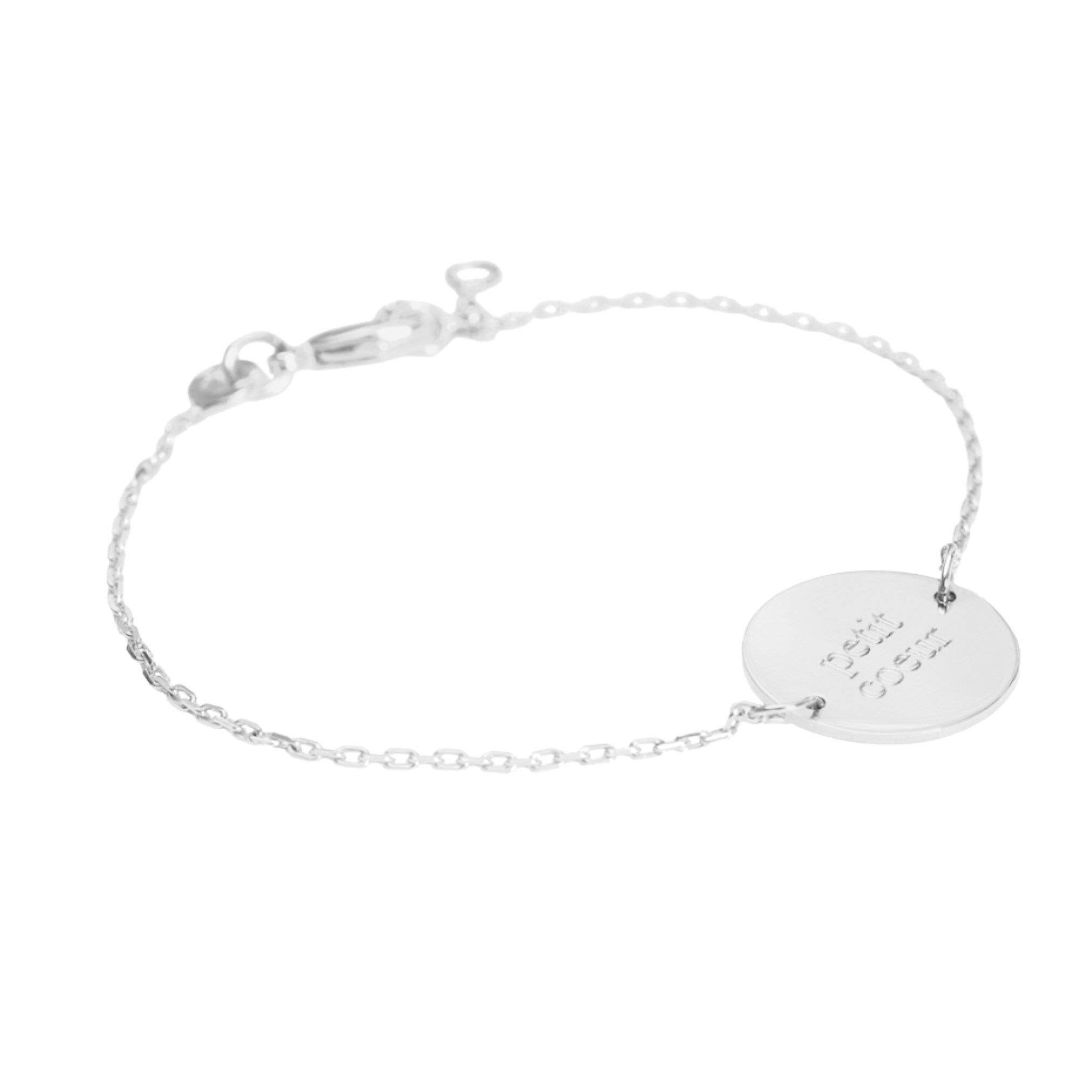 Bracelet Personnalisé Femme - Chaîne et Médaille 15 mm 2 trous - Argent 925