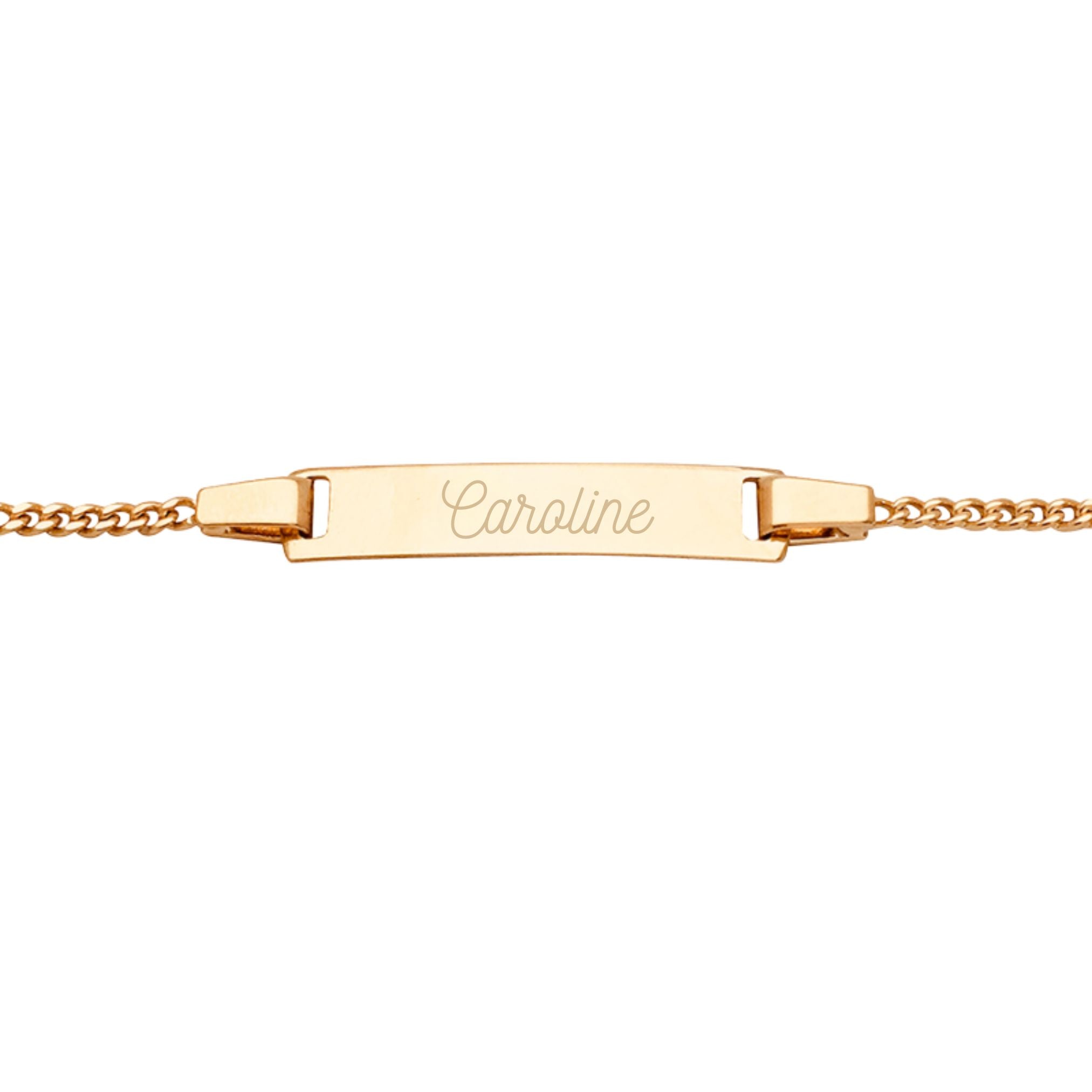 Bracelet Enfant Personnalisé – Chaîne, Gourmette Rectangulaire - Plaqué Or 18K