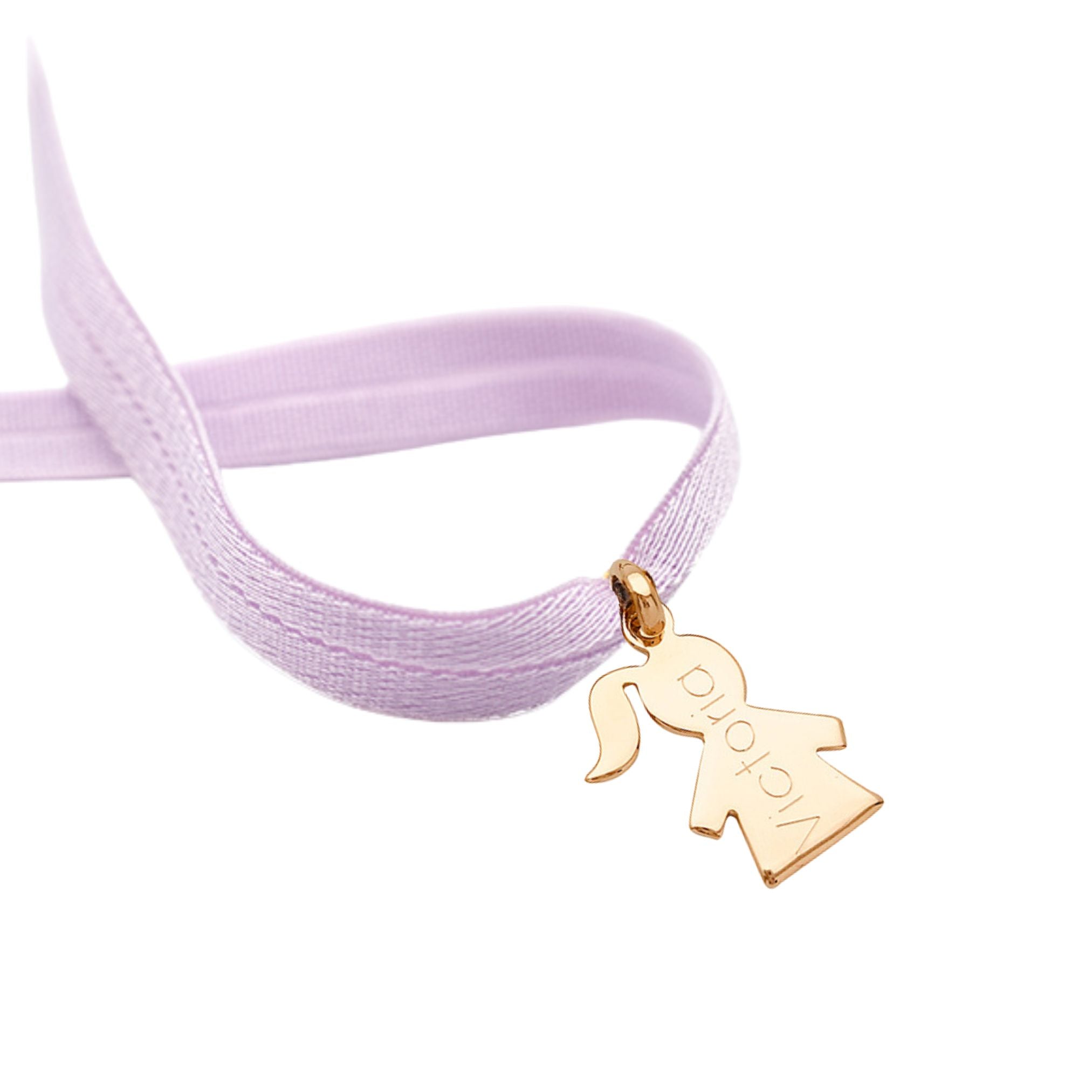 Bracelet Enfant Personnalisé - Cordon Élastique & Petite Fille - Plaqué Or 18K